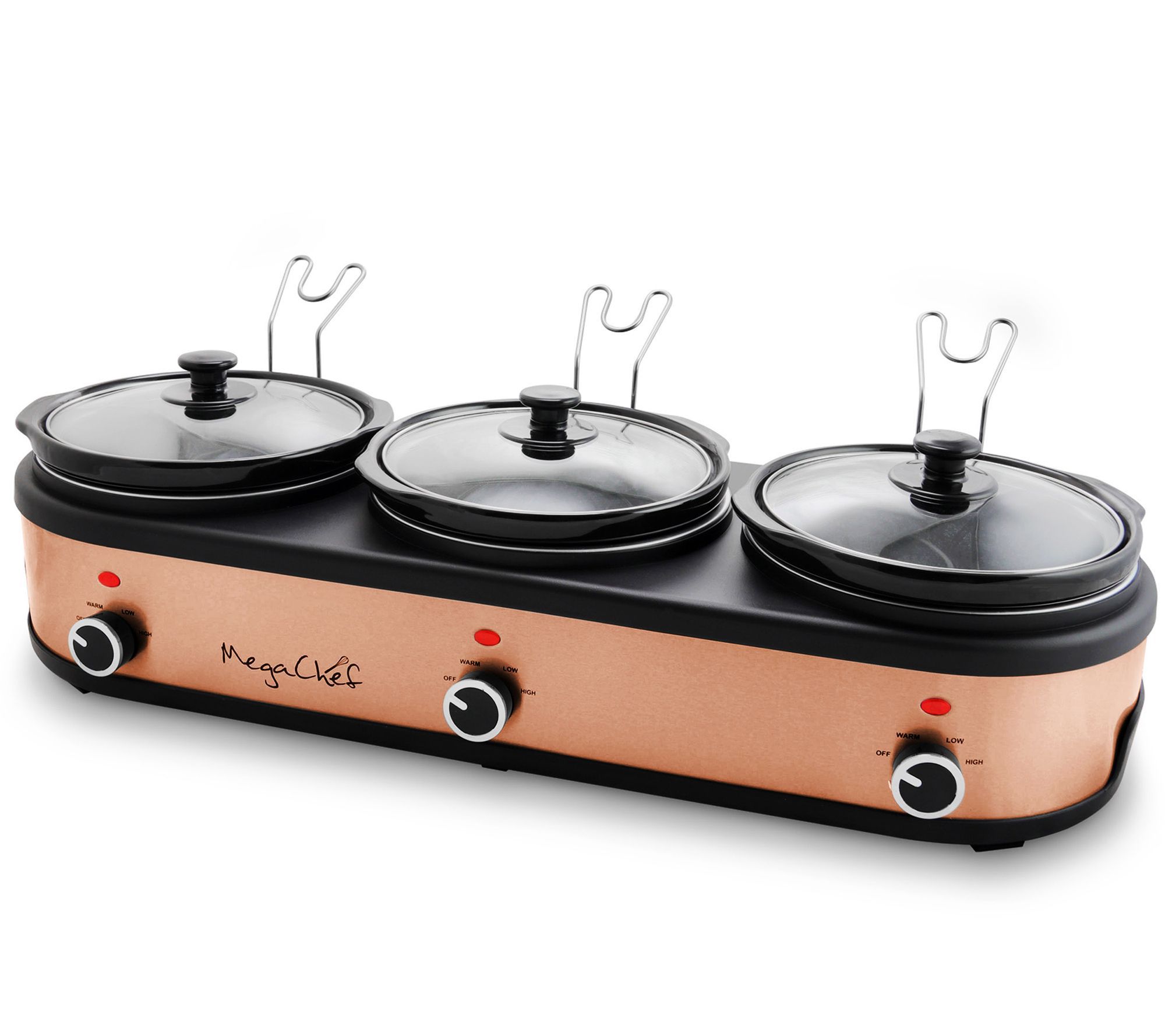 TRU Triple Slow Cooker Crock Pot Buffet Server Set - 3 X 2.5 Quart Oval  Inserts for sale online