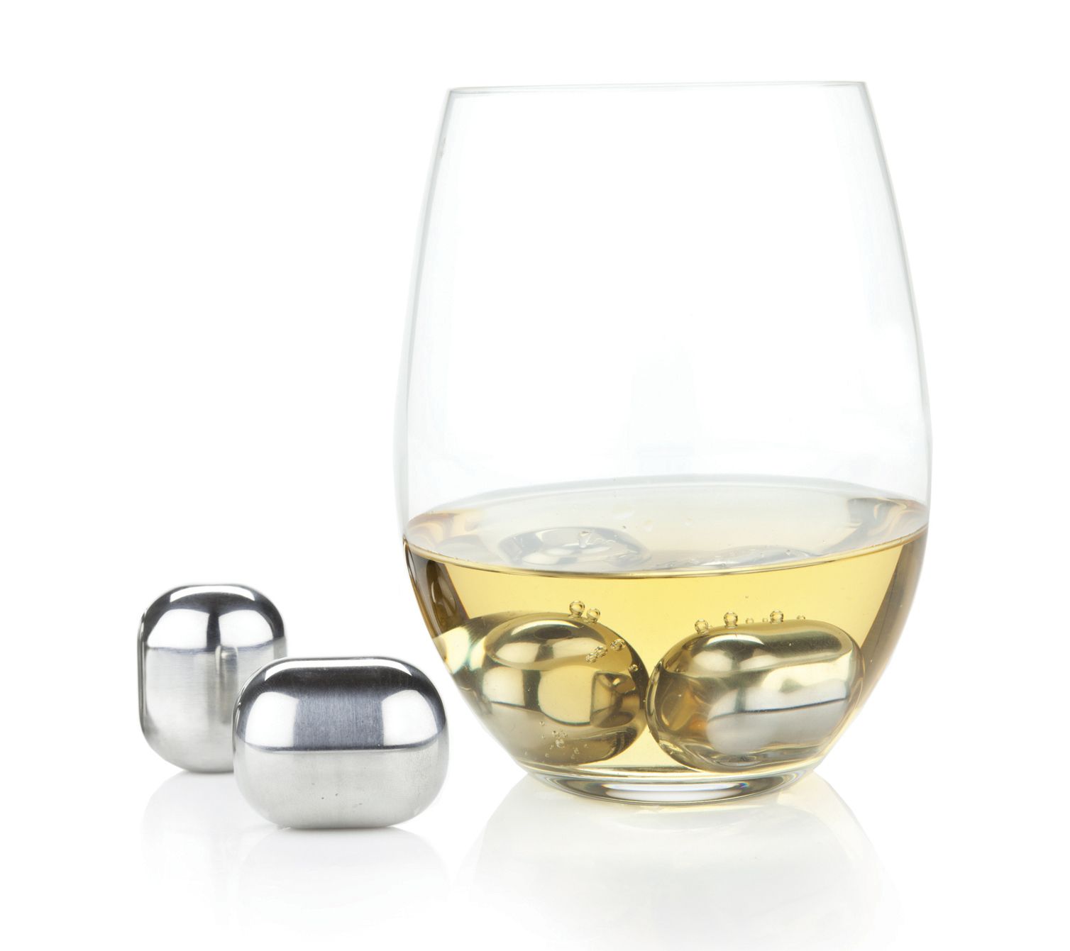 Viski Silver Wine Glasses Stemless Wine Glass Set Stainless Steel