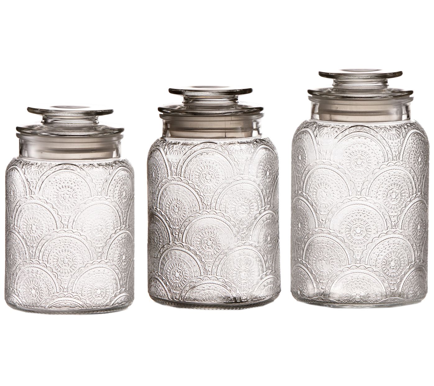 Style Setter 3-Piece Square Glass Jars Canisters Set with Silver