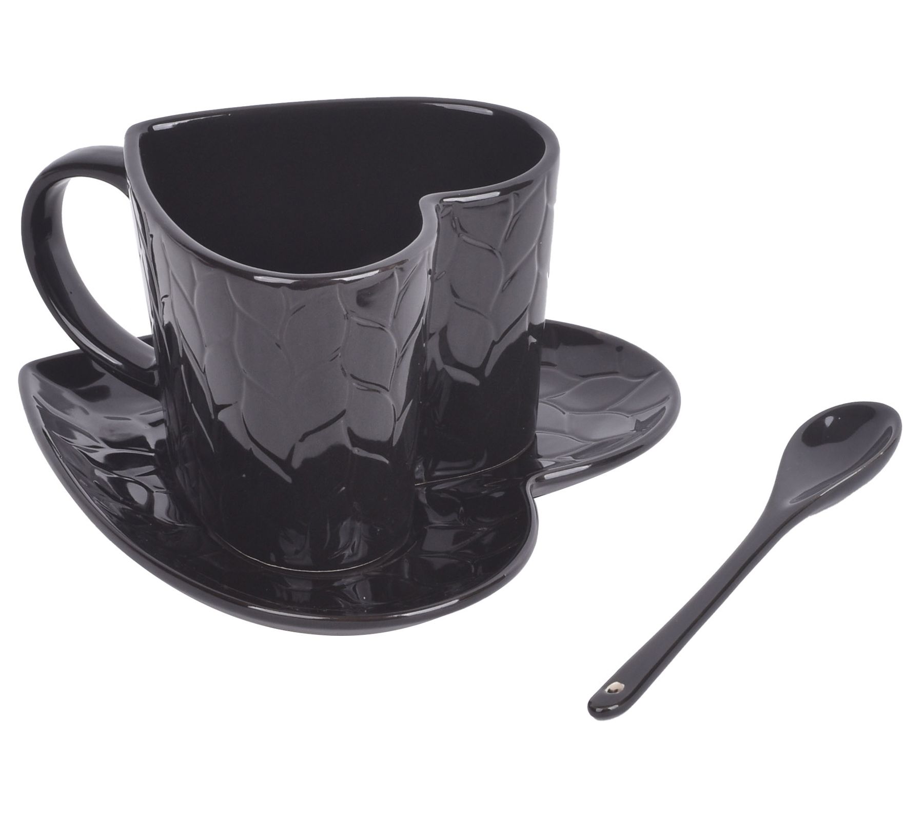 "As Is" Temp- tations Carved willow 18-oz Figural Mug w/ Plate & Spoon