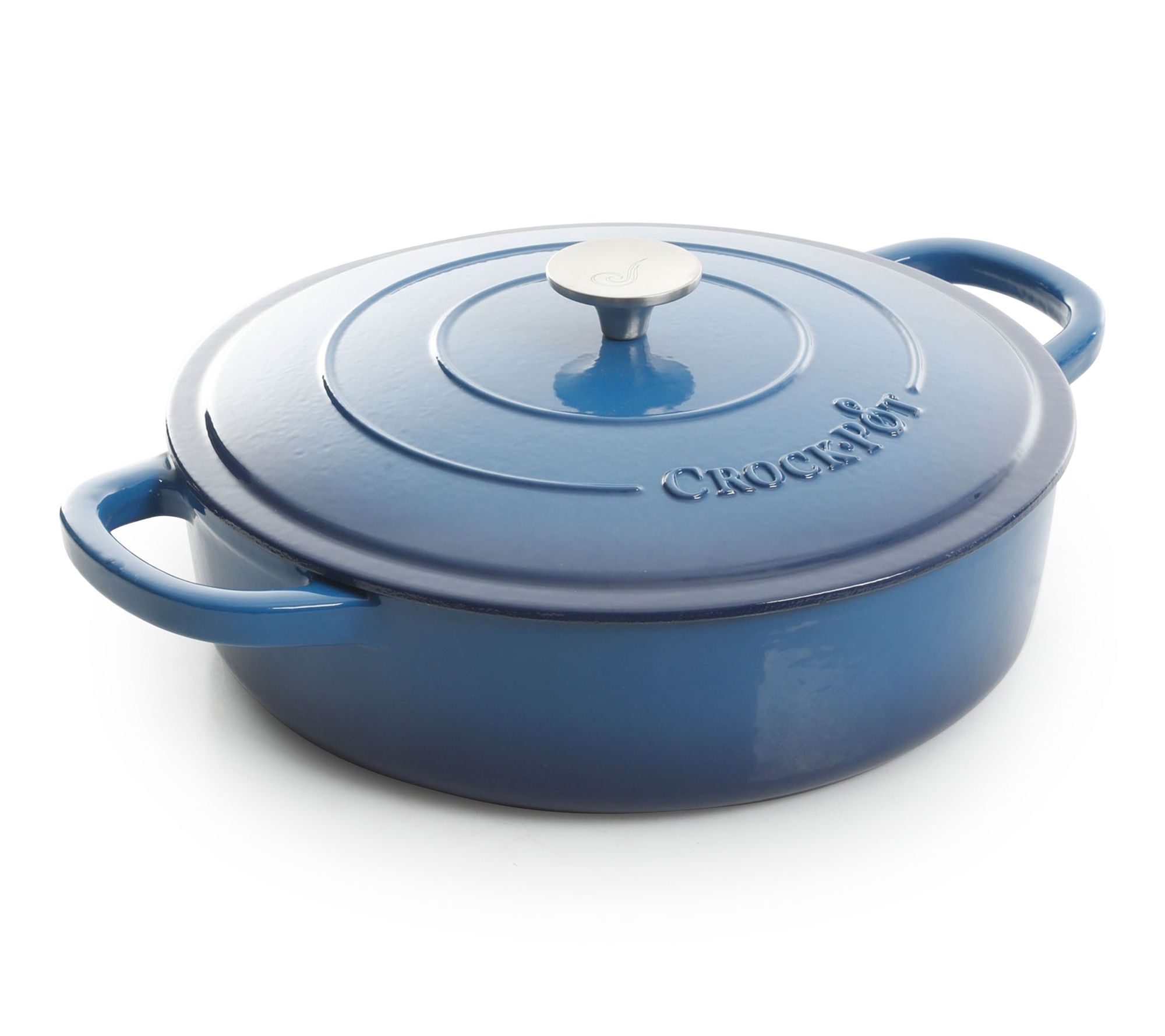 Crock Pot Artisan Enameled 5qt Round Braiser Pan Sapphire Blue