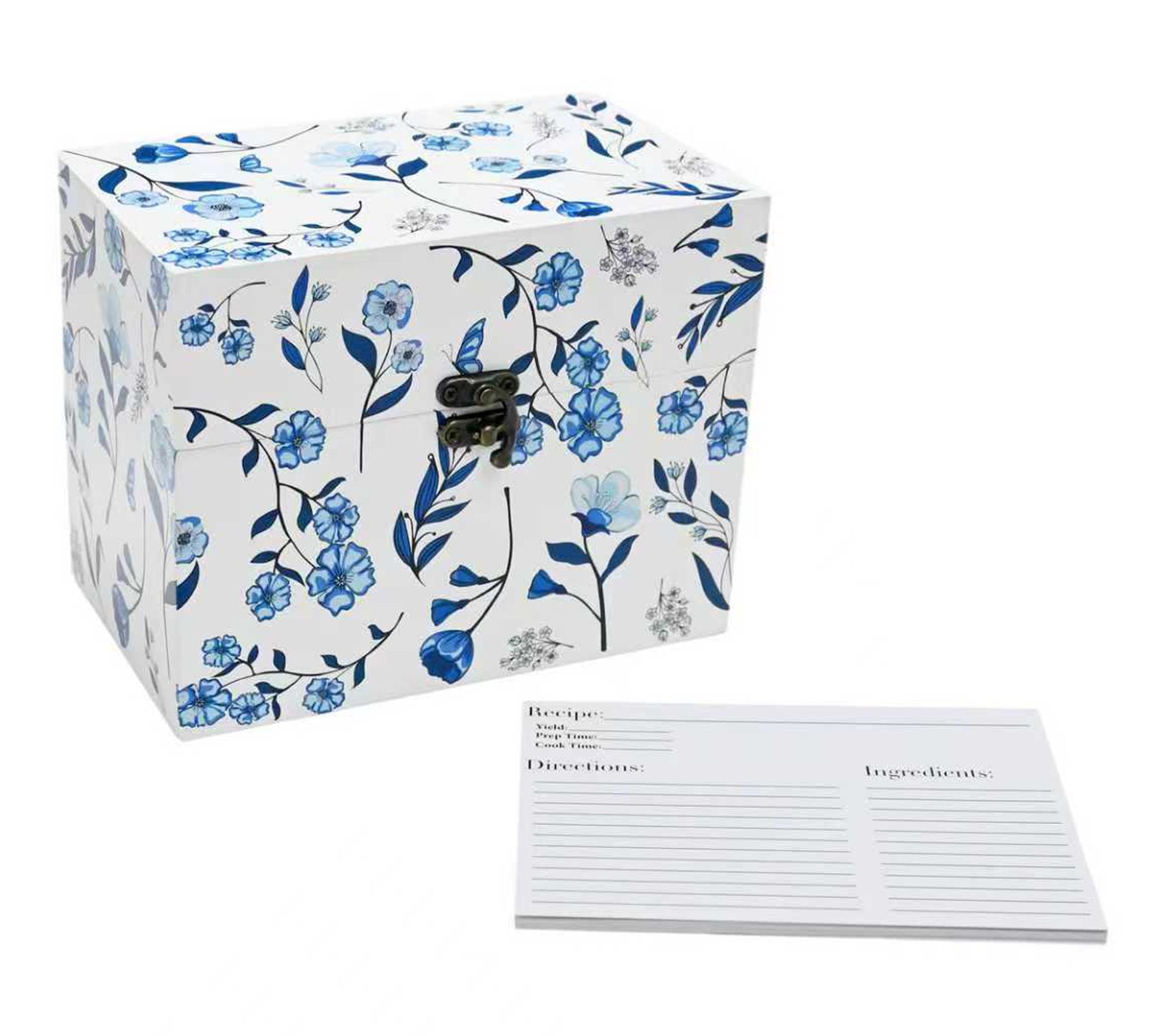 Temp-tations Nostalgic Wood Recipe Box w/ 10 Recipe Cards