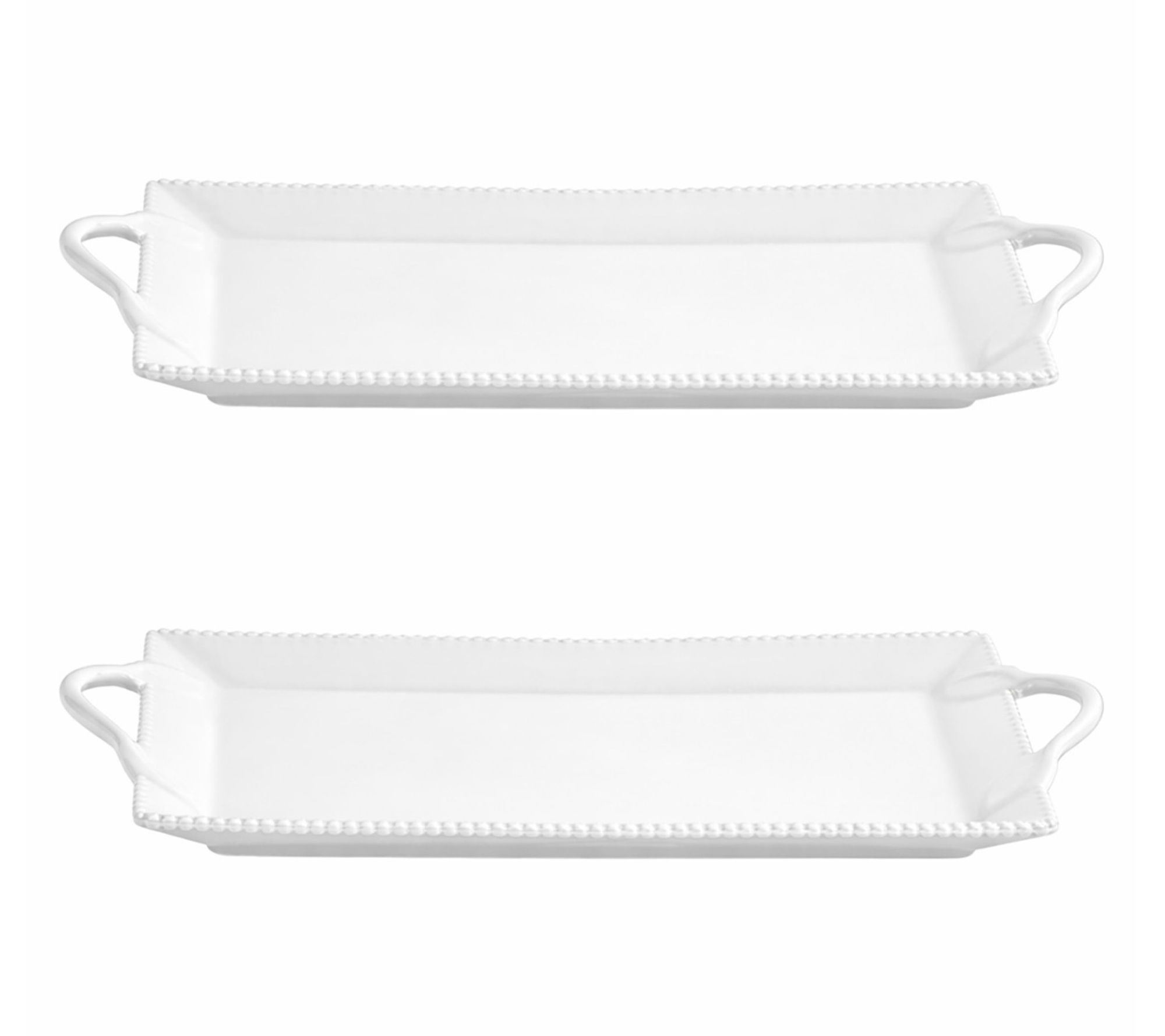 10 Strawberry Street Set of 2 Beaded Leaf Handle Serving Tray