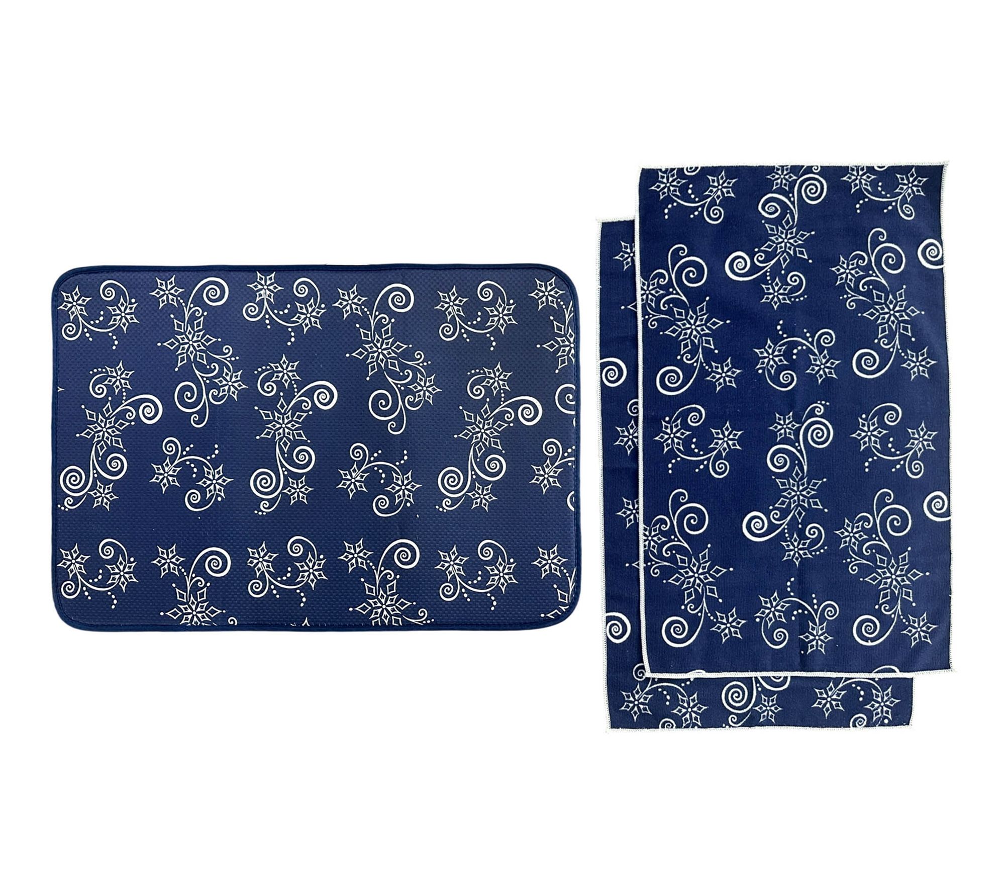 Temp-tations Seasonal XL Drying Mat & 2-pc Microfiber Towel Set