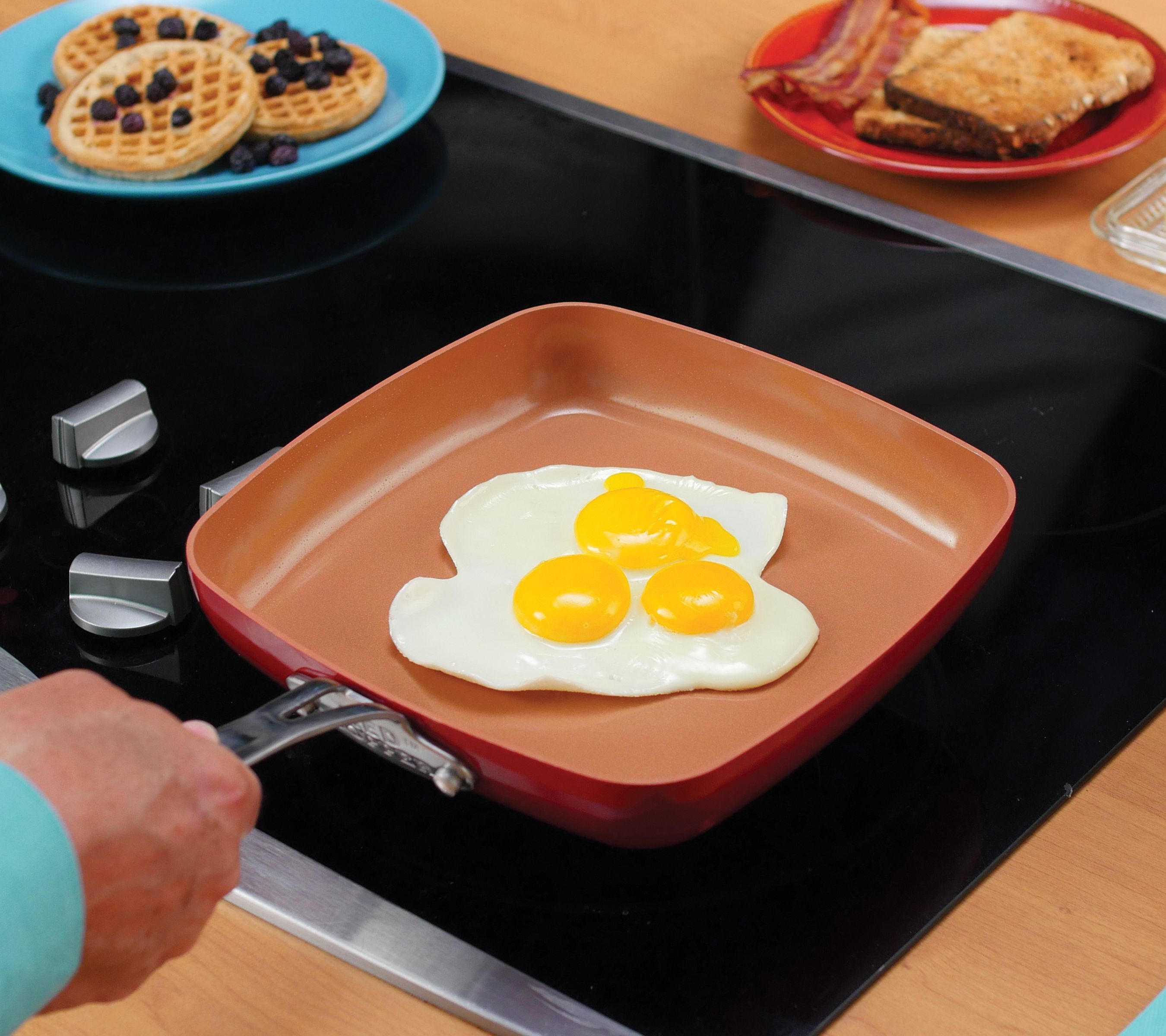 As Seen On TV Red Copper Square Pan Fry