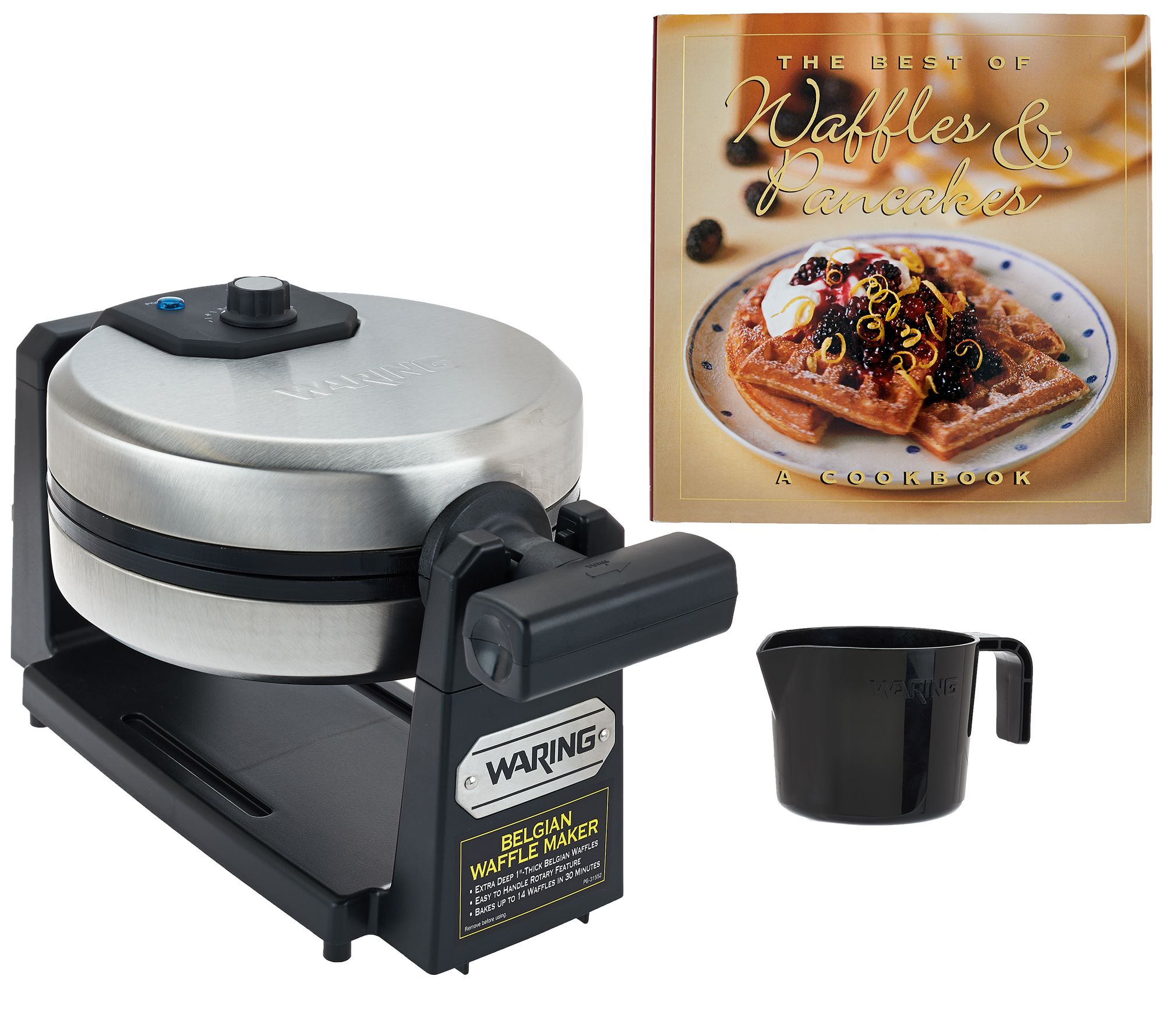 Waring Stainless Steel Belgian Waffle Maker with Recipe Book