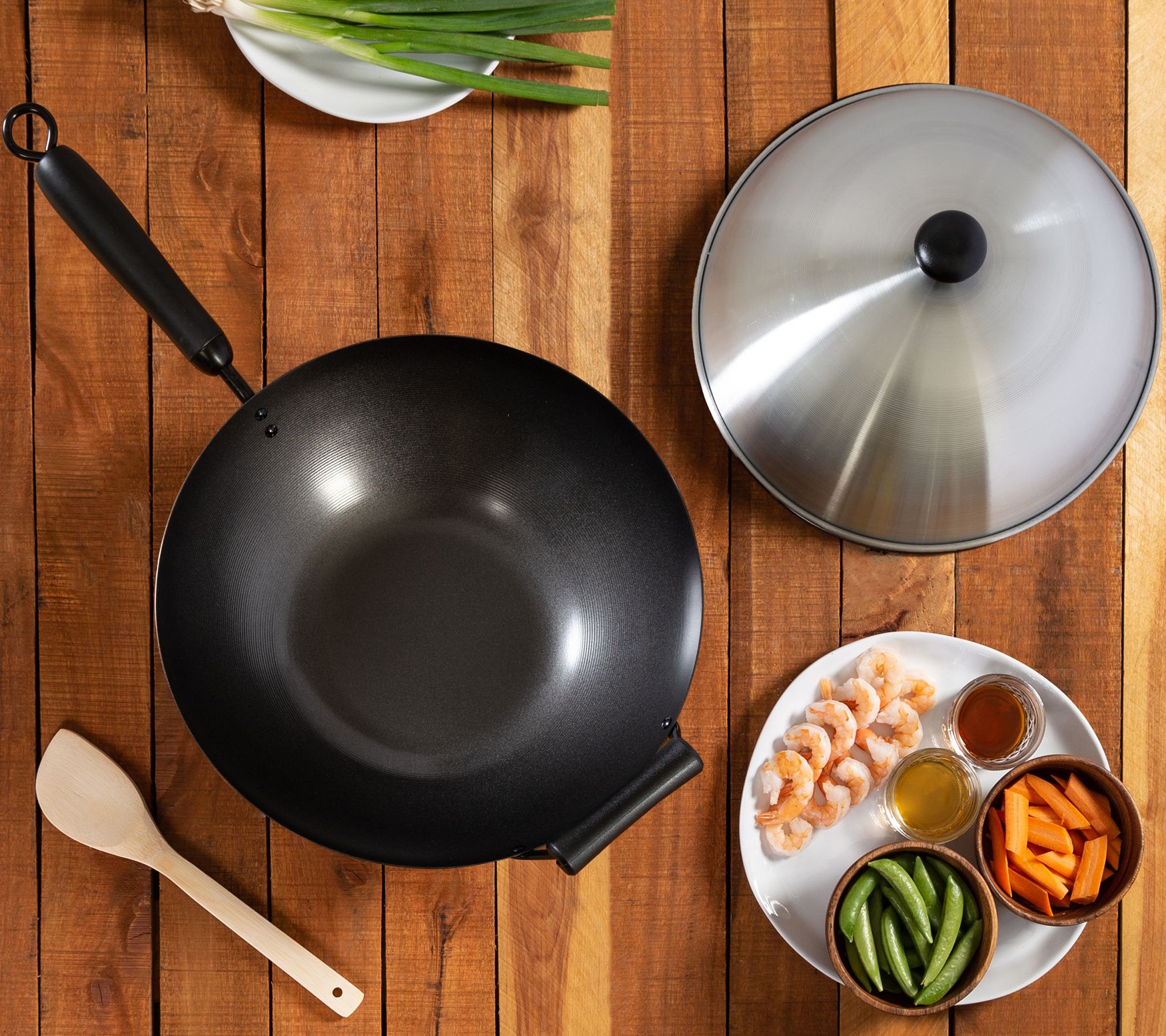 Honey-Can-Do 4-Piece Joyce Chen 14-in Carbon Steel Wok with Lid in