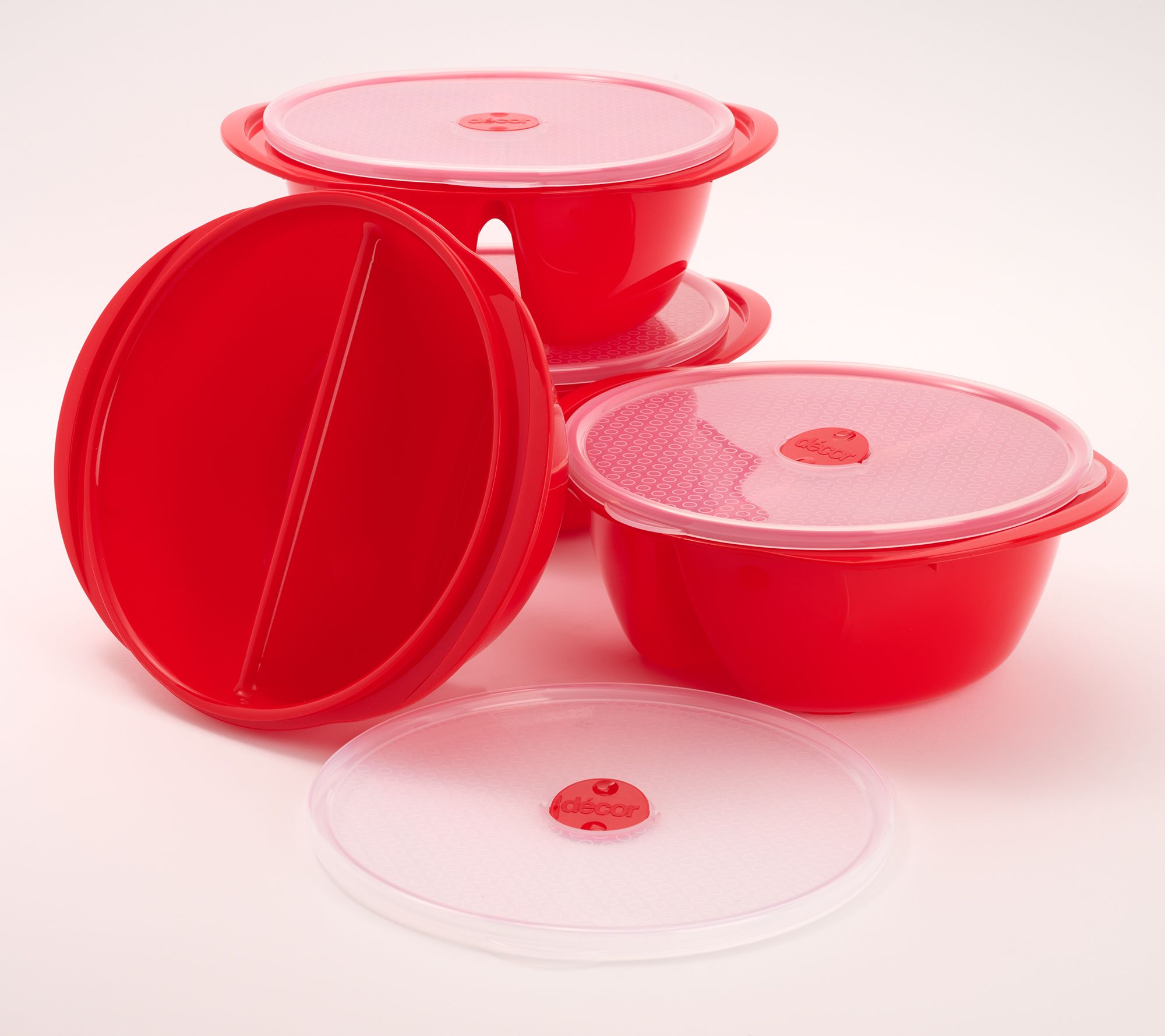 Decor Set of (4) 68-oz Segmented Microsafe Deep Bowls
