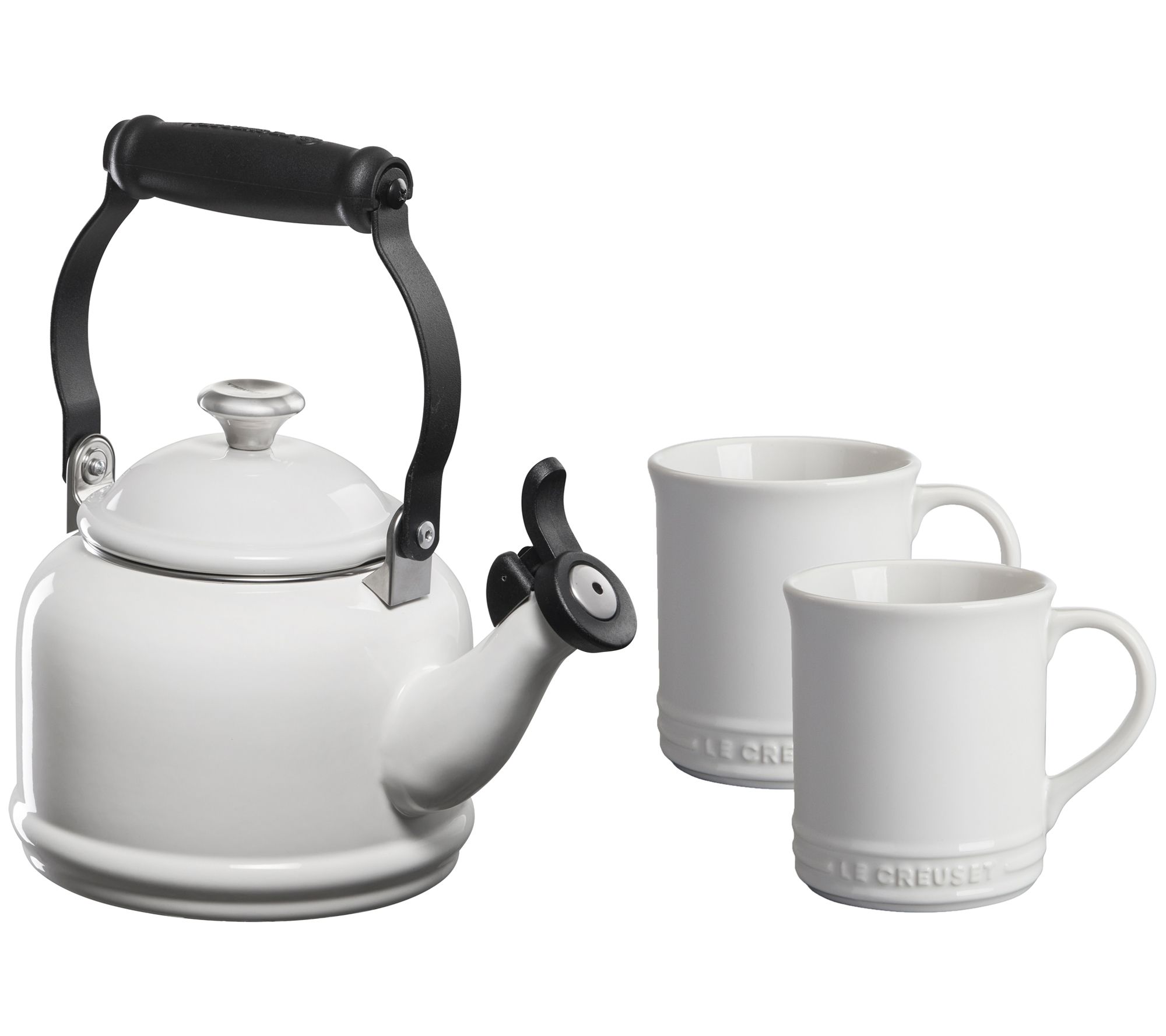 Le Creuset Demi Kettle with Metal Finishes and Set of 2 Mugs
