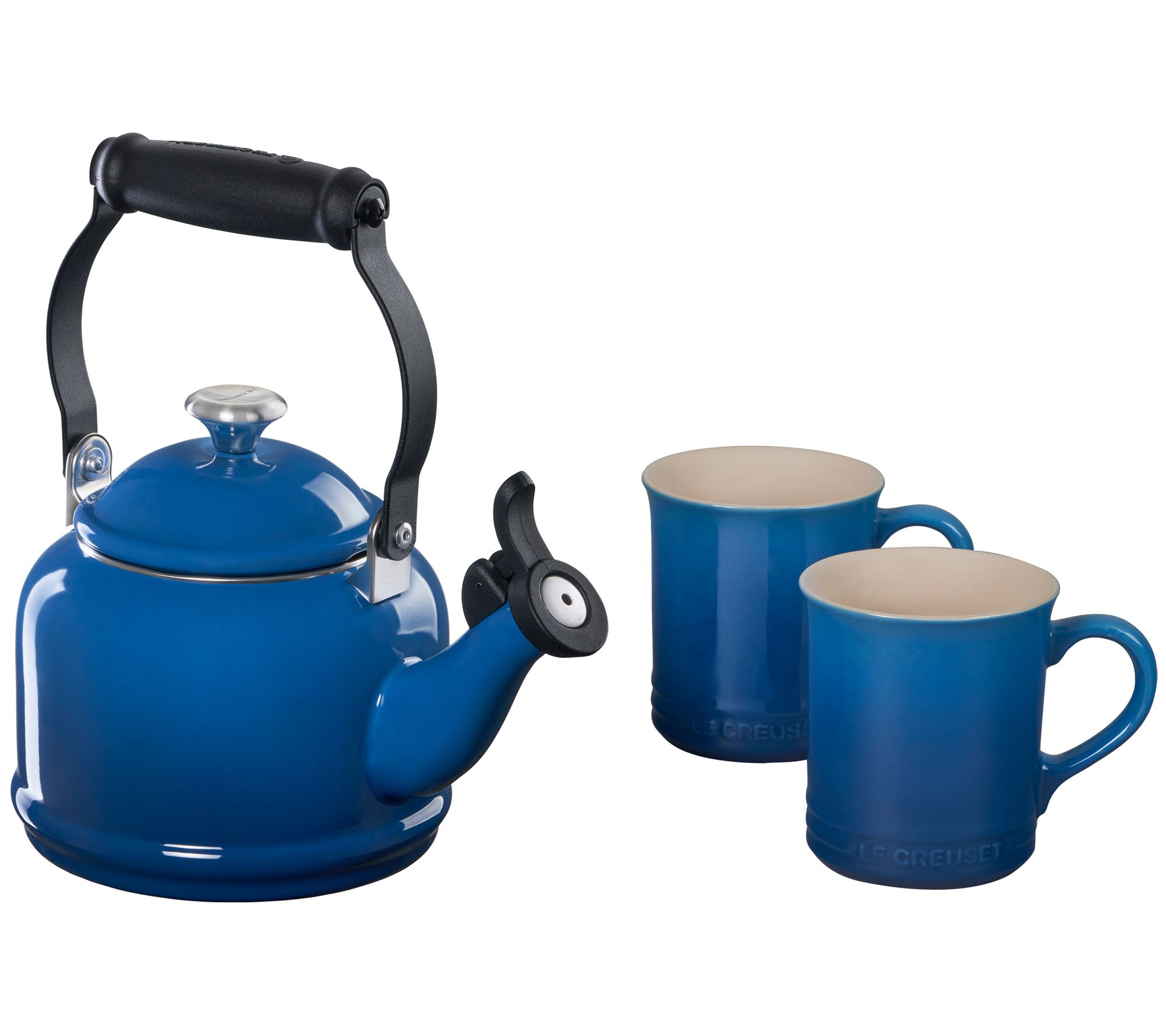 Le Creuset Demi Kettle with Metal Finishes and Set of 2 Mugs