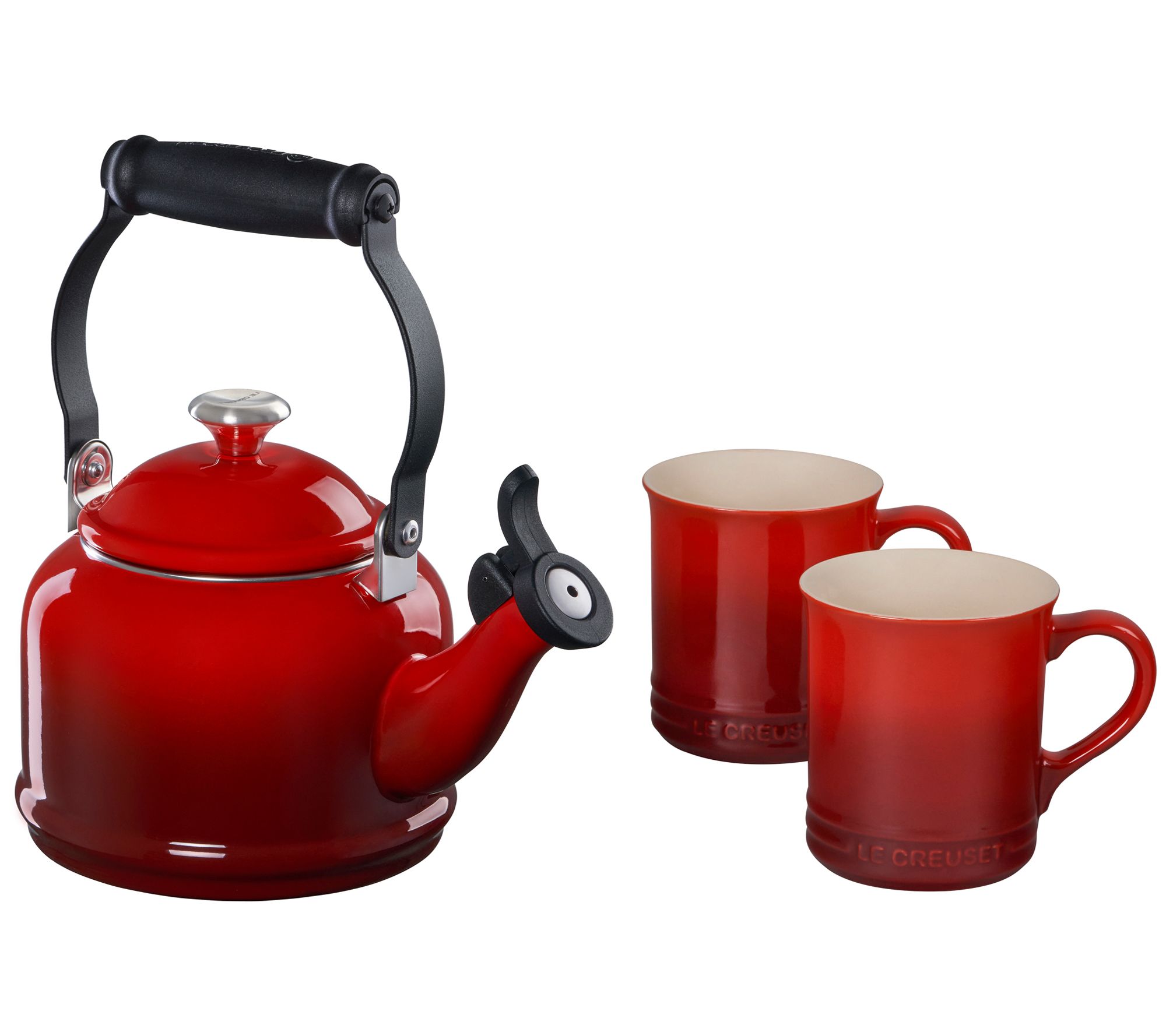 Le Creuset Demi Kettle with Metal Finishes and Set of 2 Mugs