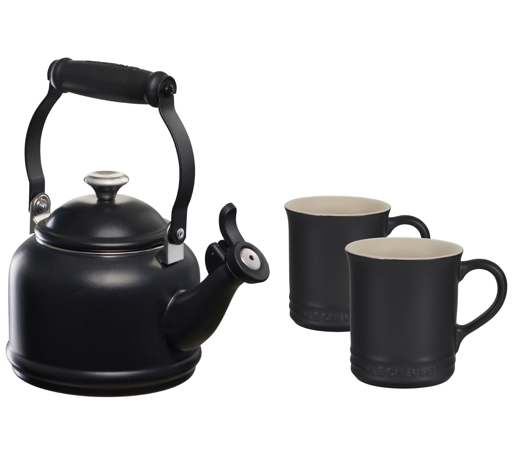 Le Creuset Demi Kettle with Metal Finishes and Set of 2 Mugs
