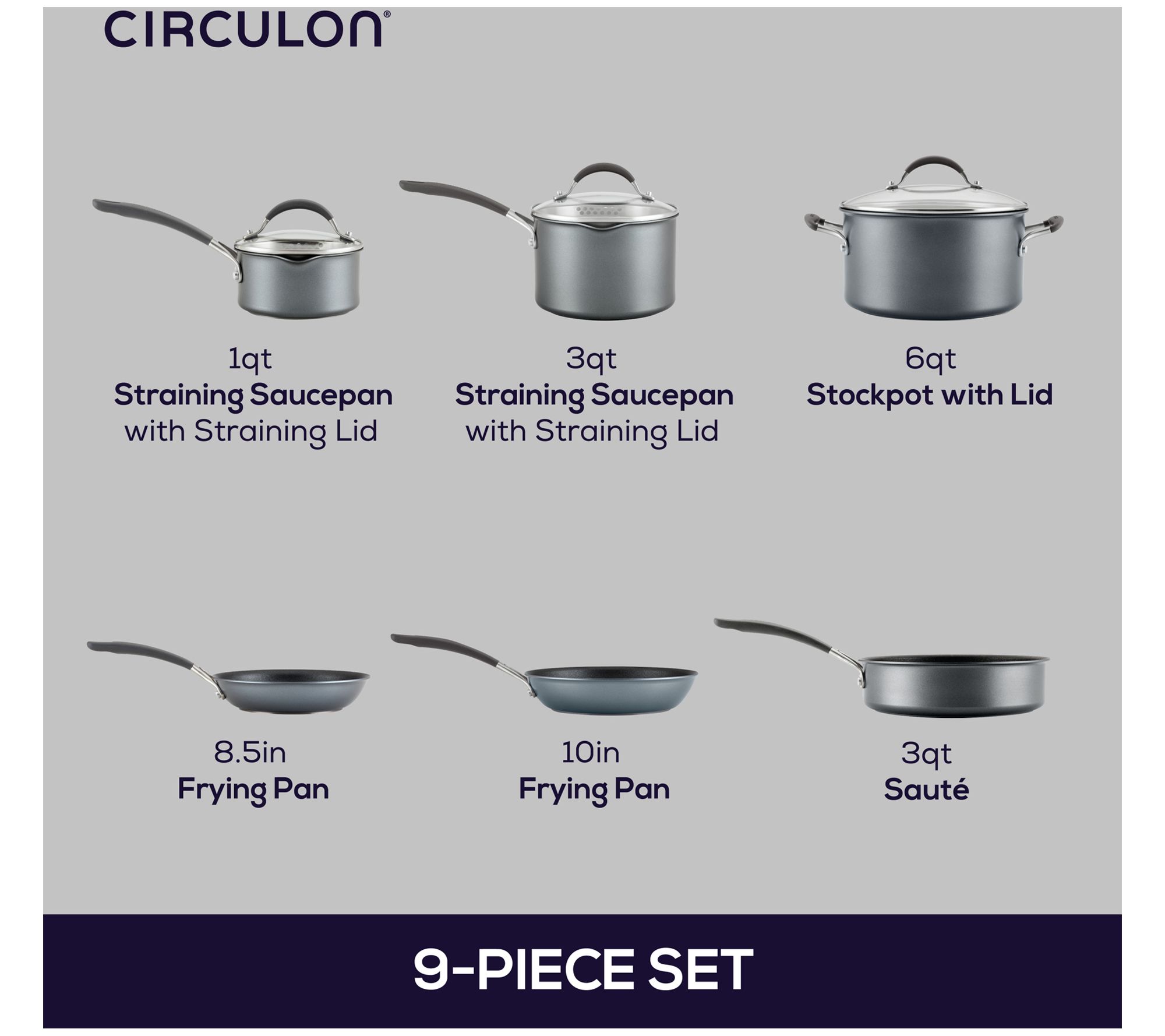 Circulon 9 Piece Stainless-Steel Nonstick Cookware Set w/ Bonus Slotted Turner