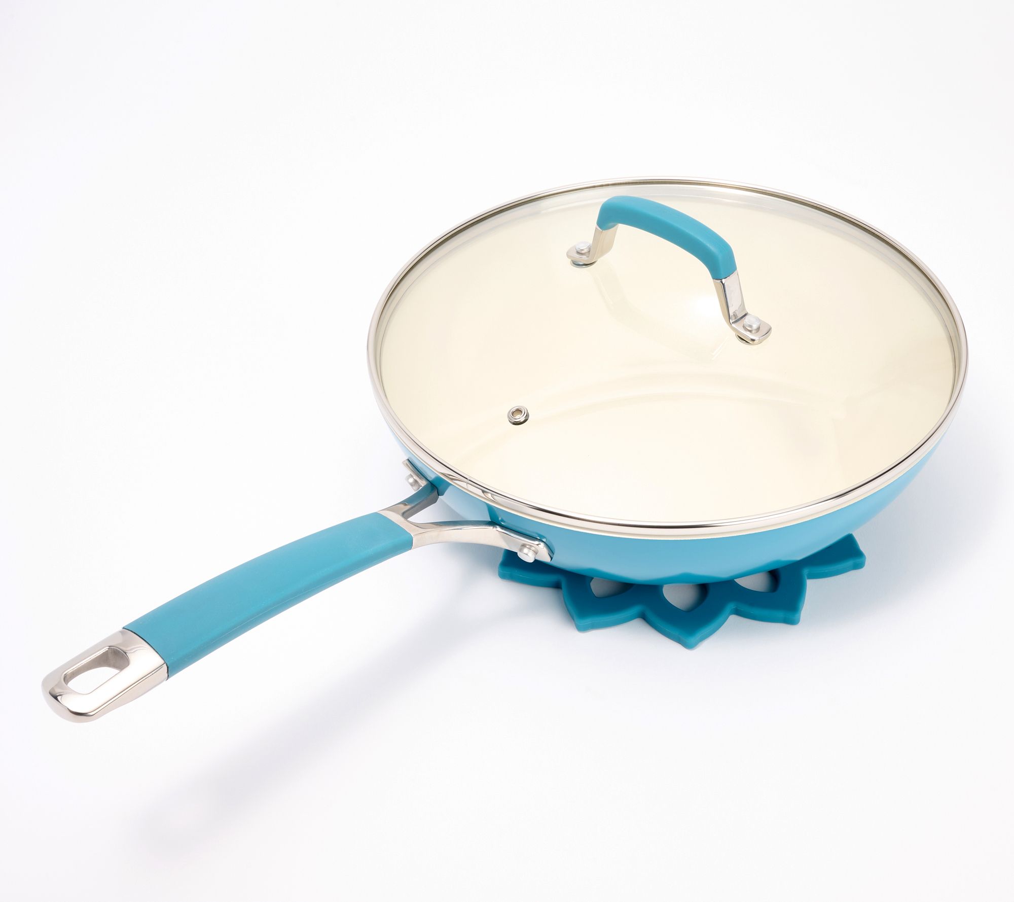 Aarti Sequeira 11" All-Purpose Kadhai Pan w/ Glass Lid & Silicone Trivet
