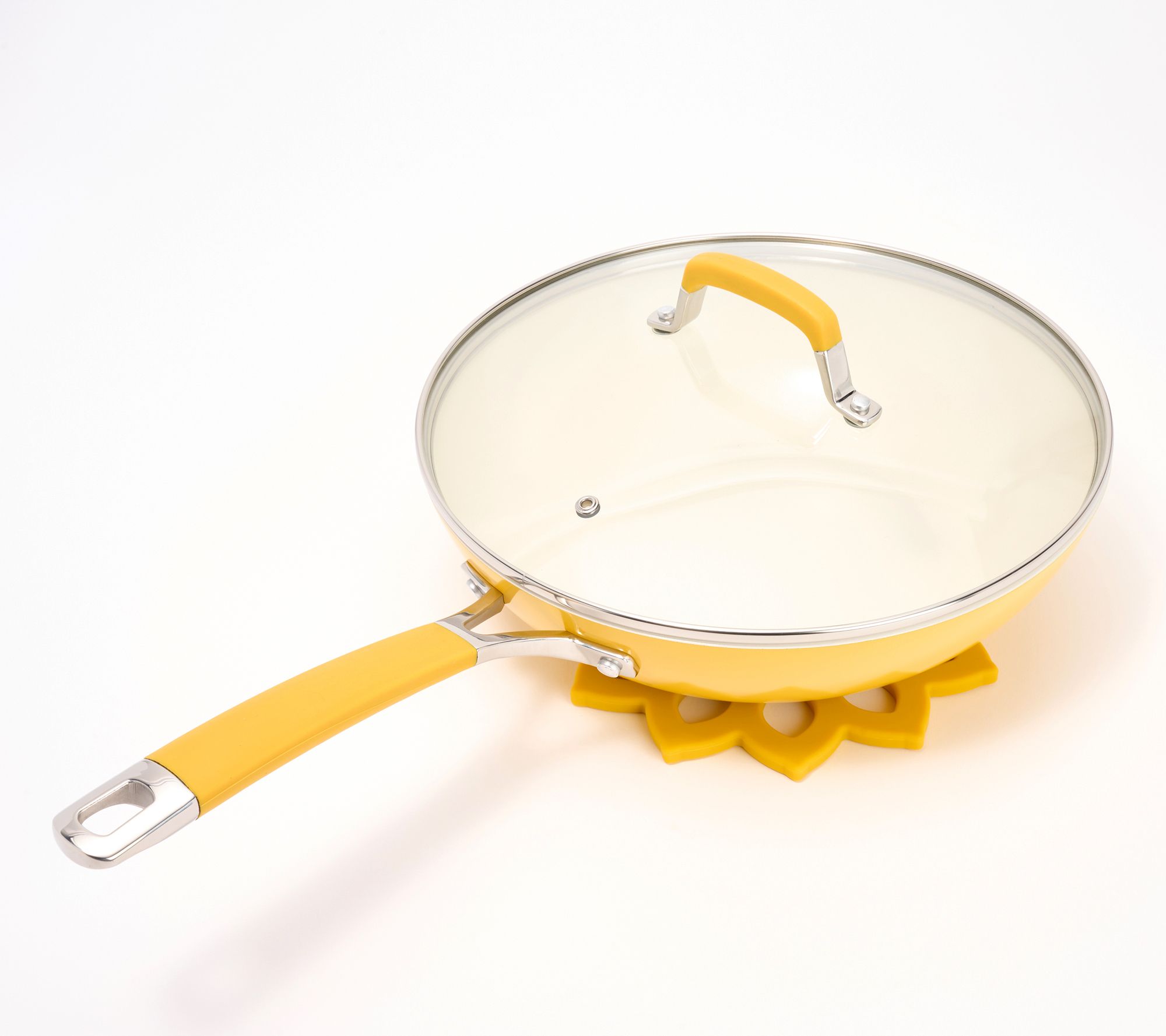Aarti Sequeira 11" All-Purpose Kadhai Pan w/ Glass Lid & Silicone Trivet