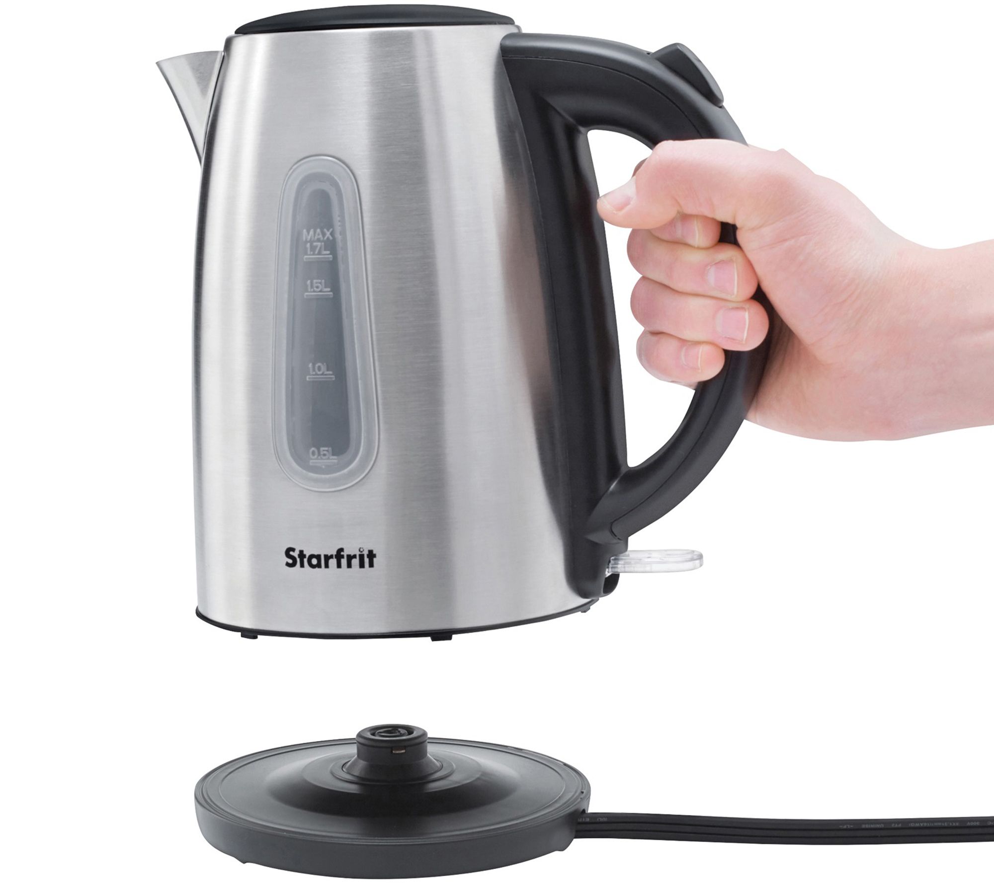 KENMORE 1.7L Cordless 6-Cup Electric Kettle in Silver with 6