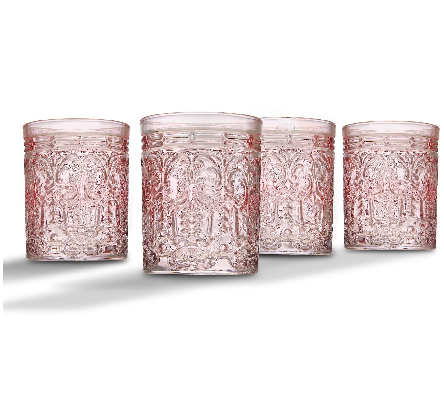 Godinger Set of 4 Jax Pink Double Old Fashion Glasses