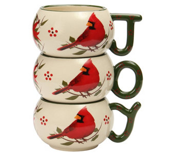 Temp-tations Holiday Set of 3 JOY Stacking Mugs