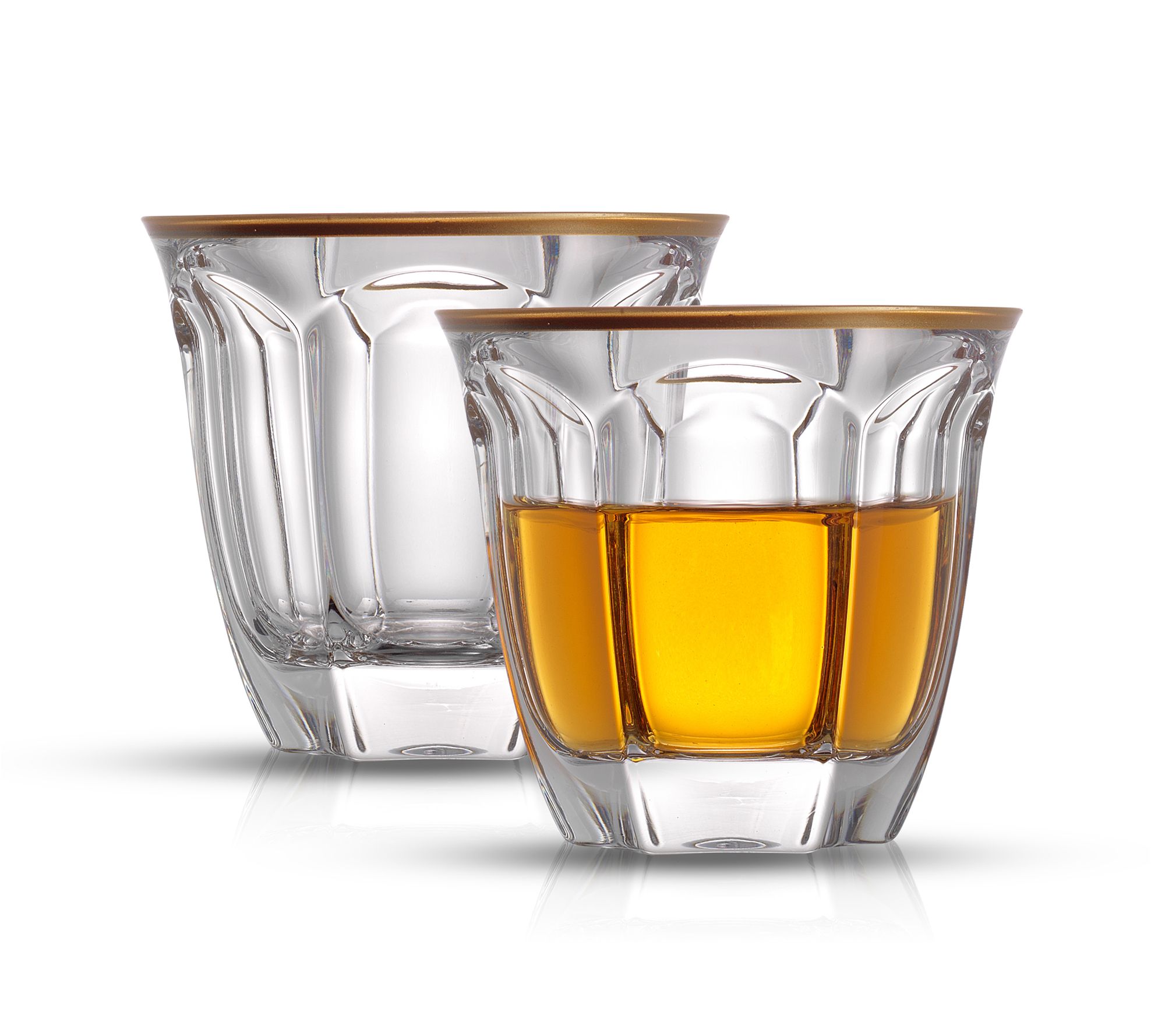 JoyJolt Windsor Crystal Highball Glasses - Set of 2 Tall Elegant Drinking  Glassware with Gold Rim - 8.7 oz