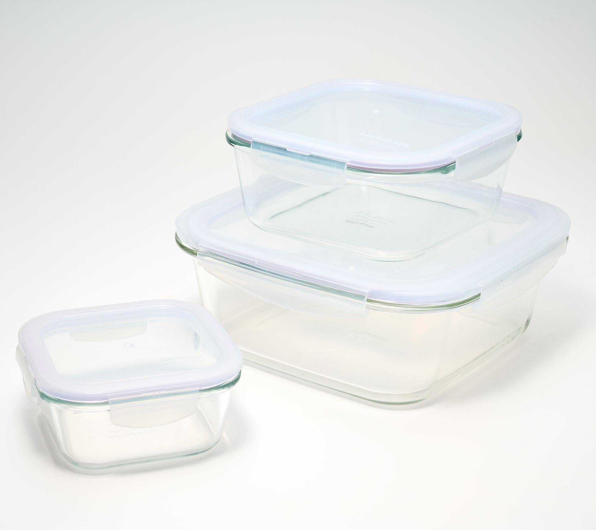 LocknLock 3-Piece Nestable Glass Square Storage Set