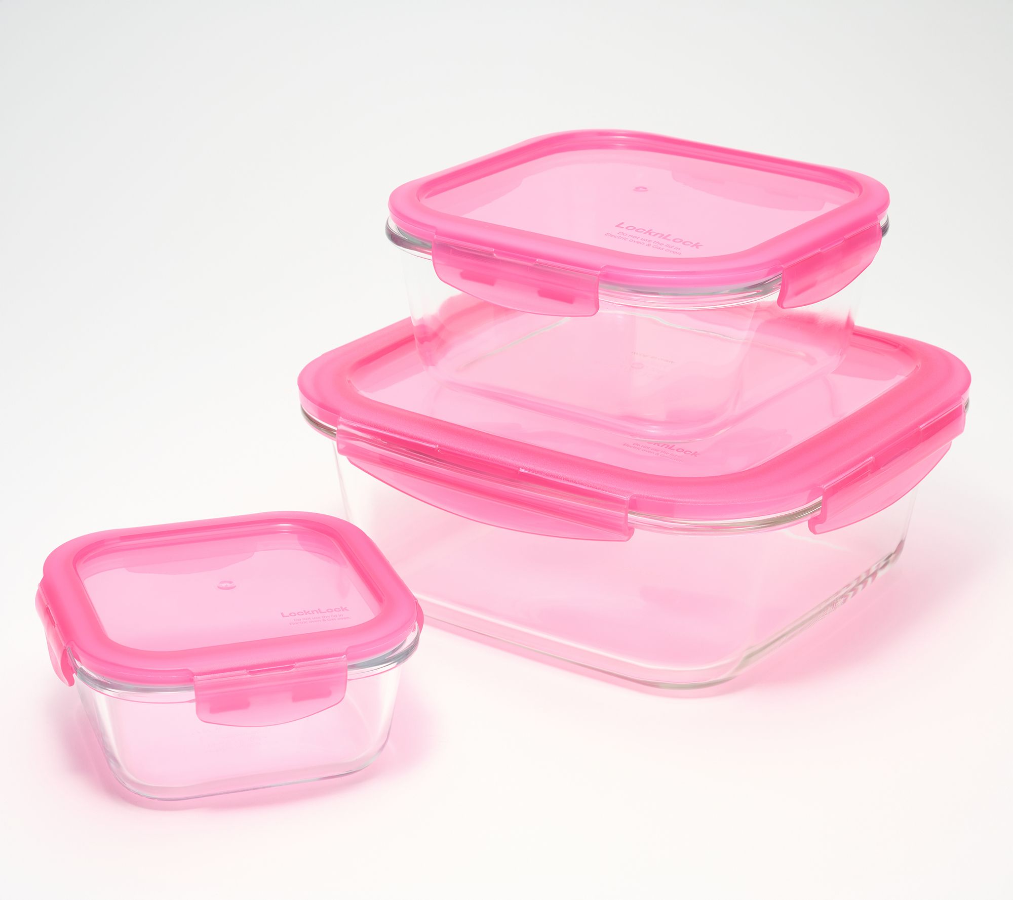 LocknLock 3-Piece Nestable Glass Square Storage Set
