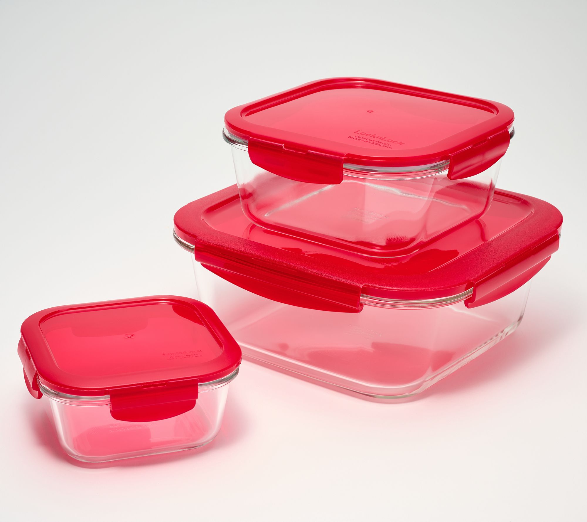 LocknLock 3-Piece Nestable Glass Square Storage Set