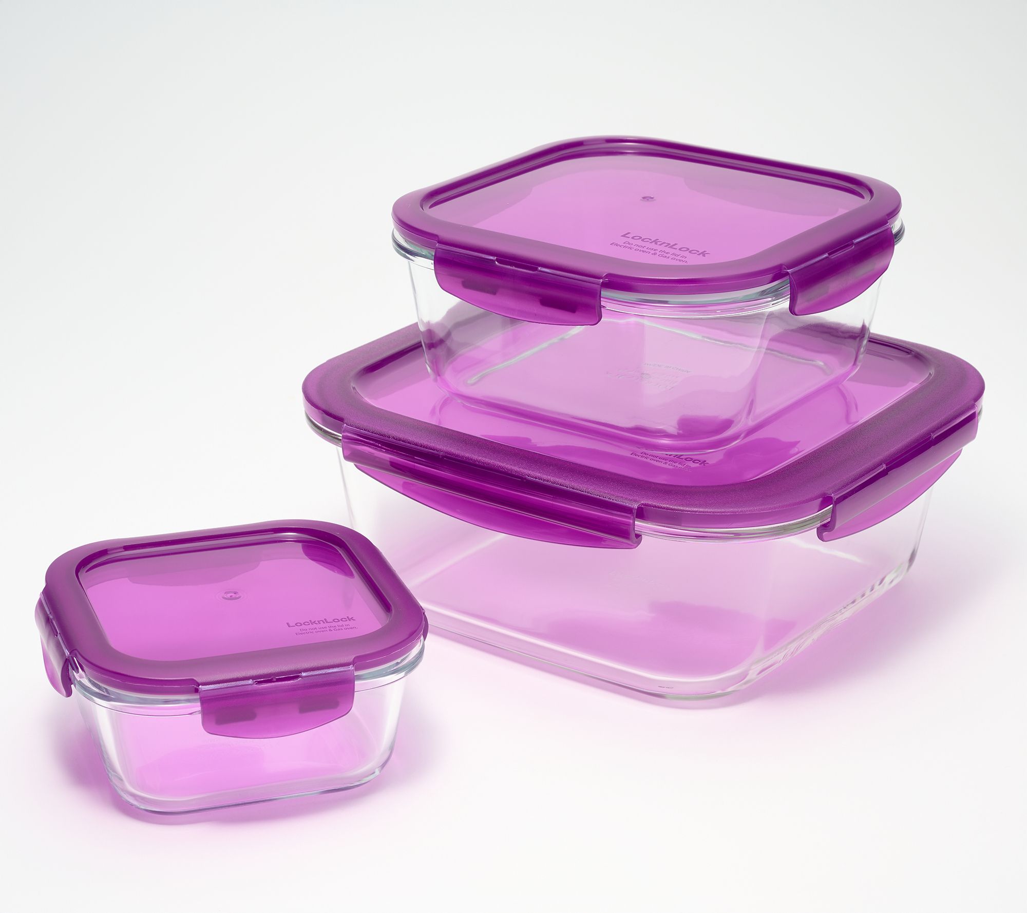 LocknLock 3-Piece Nestable Glass Square Storage Set