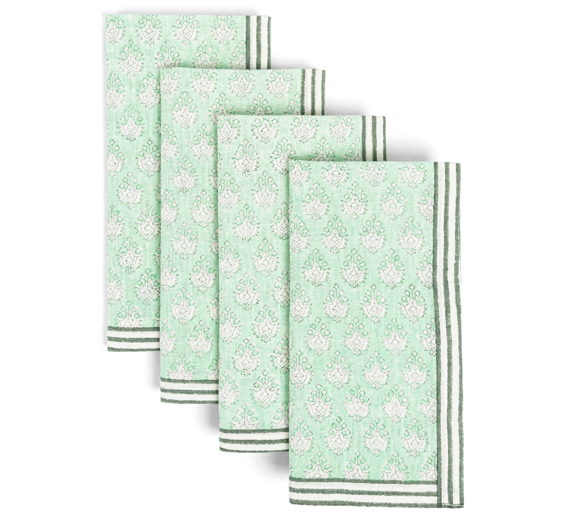 over&back Hand-Blocked Printed Cotton Cloth Napkins, Set of 4
