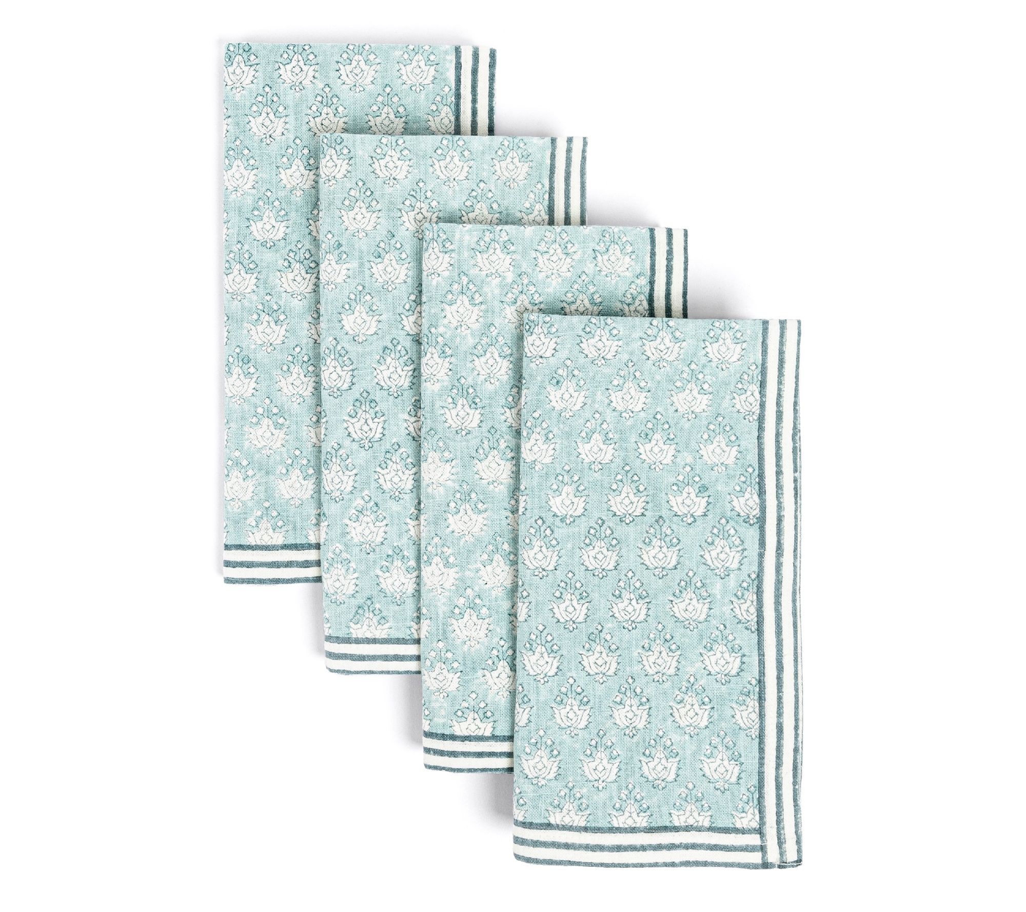 over&back Hand-Blocked Printed Cotton Cloth Napkins, Set of 4