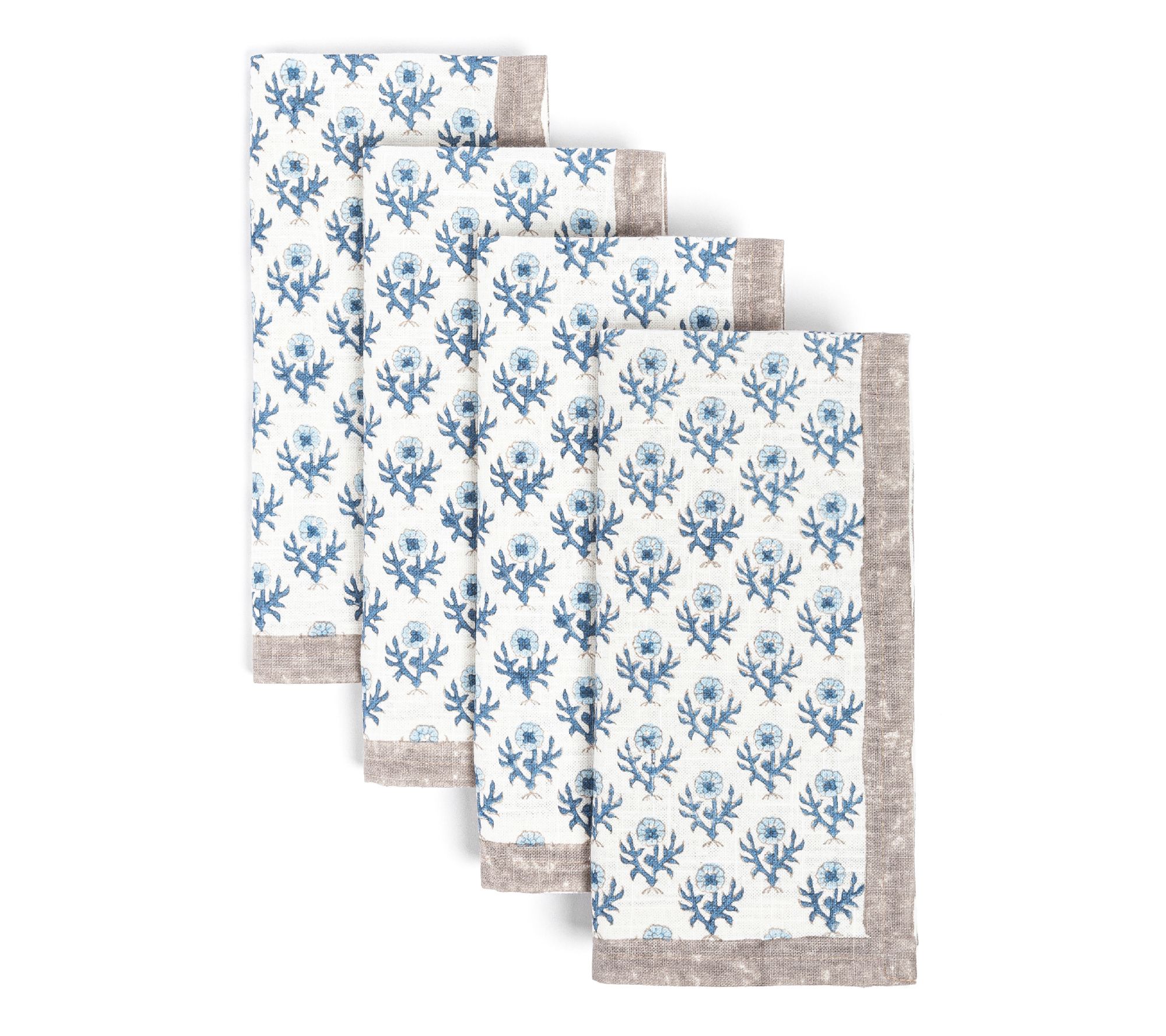 over&back Hand-Blocked Printed Cotton Cloth Napkins, Set of 4