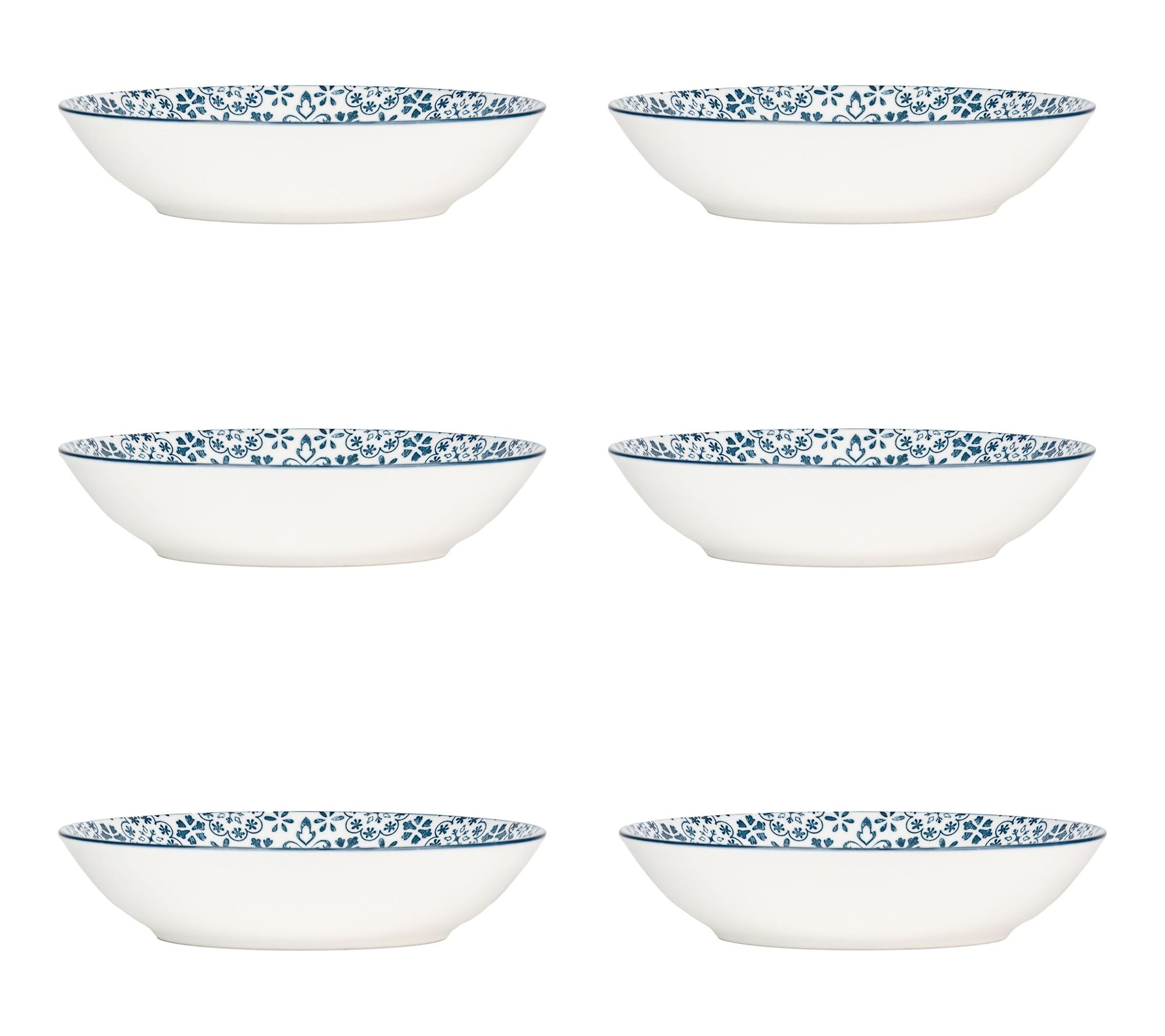 10 Strawberry Street Set of 6 Mediterranean Blue Pasta Plates