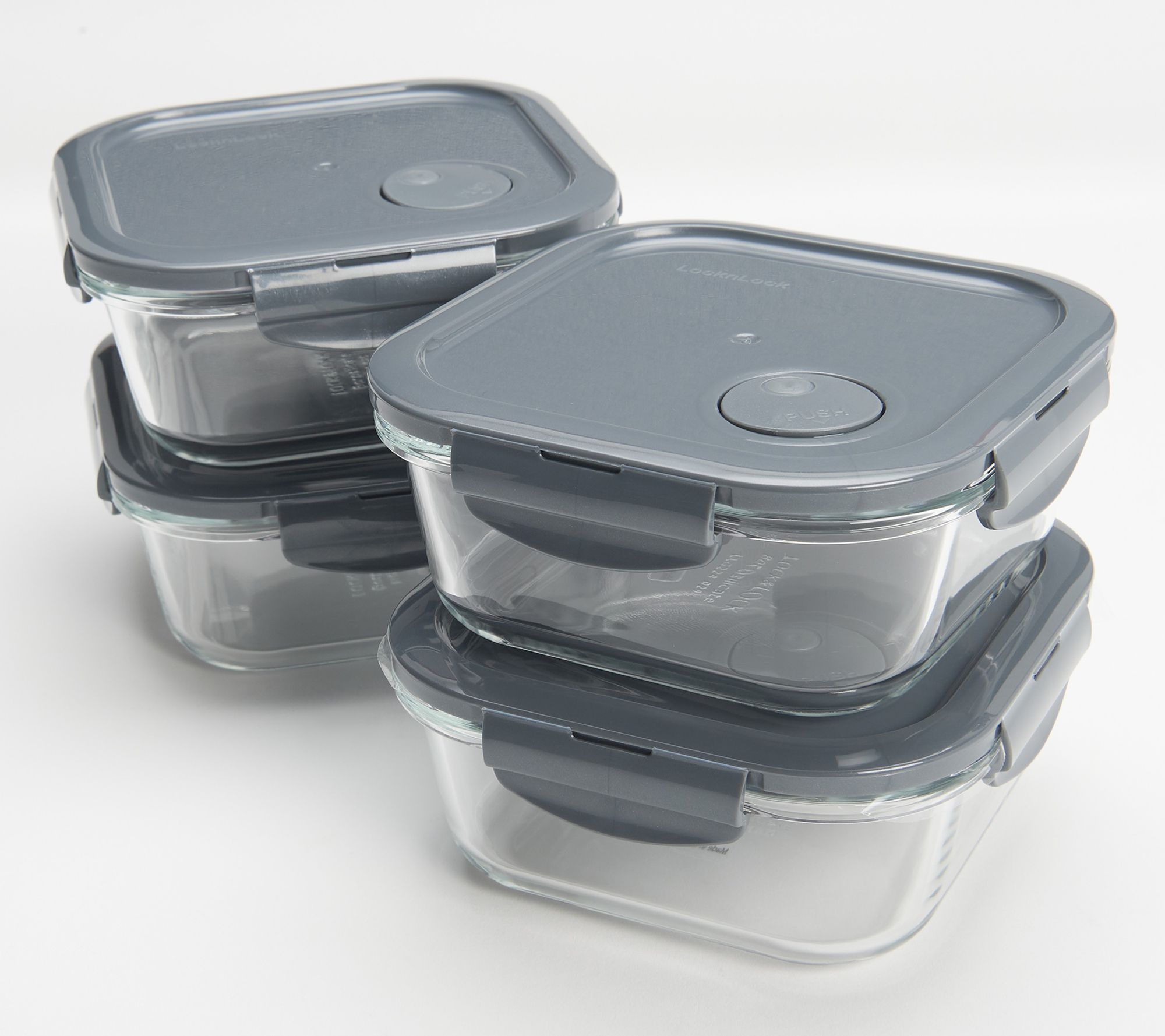 LocknLock Set of 4 Vented Glass Squares - QVC.com  Glass food storage  containers, Pyrex glass storage, Glass food storage
