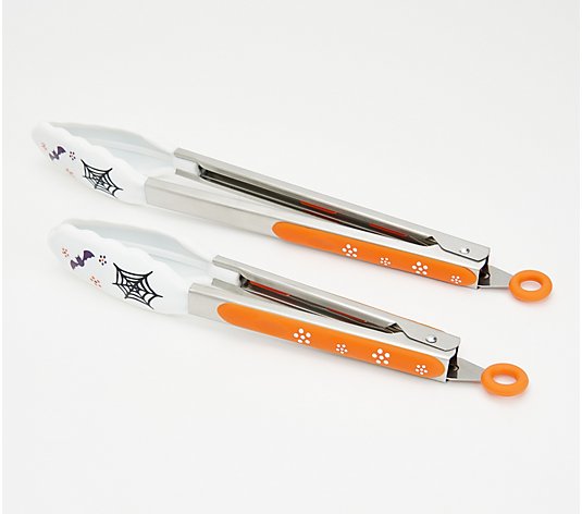 Temp-tations Classic Set of (2) 9" and 12" Silicone Tongs