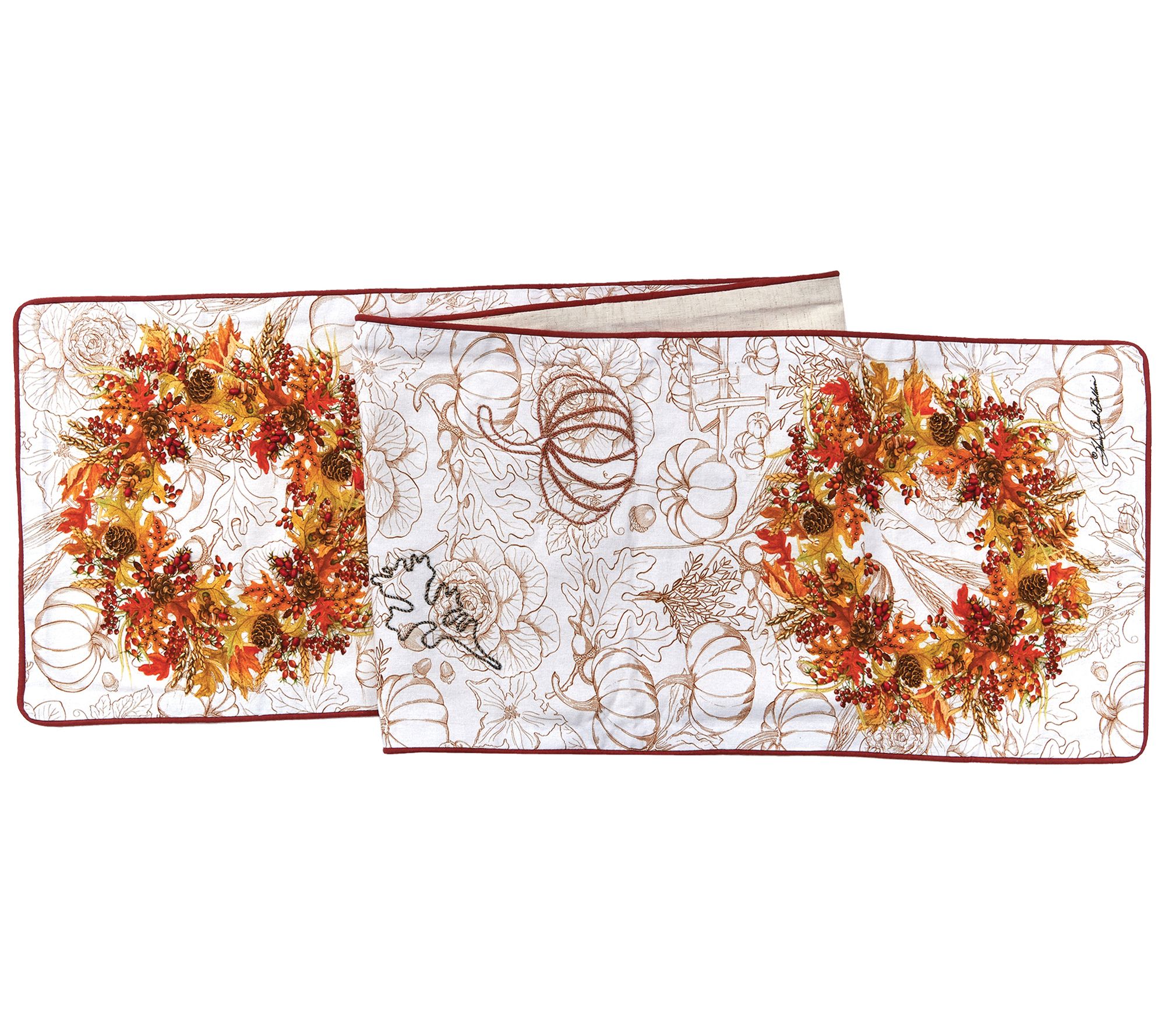 13" x 72" Autumn Wreath Table Runner by Valerie