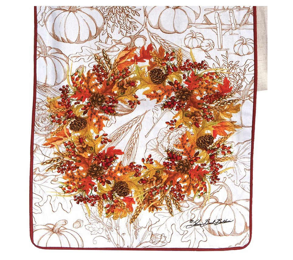 13" x 72" Autumn Wreath Table Runner by Valerie