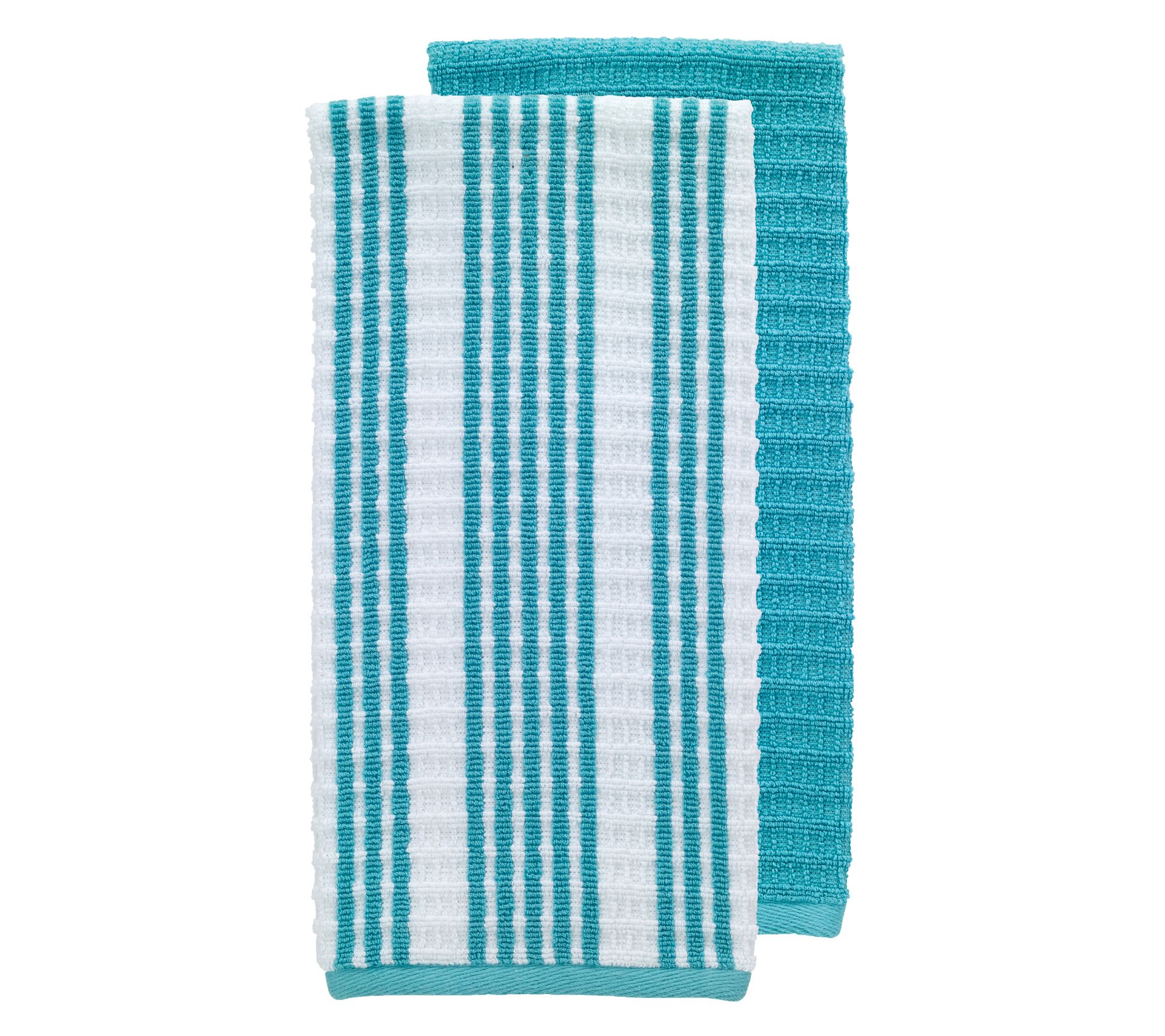 RITZ T-fal Grey Solid and Stripe Cotton Waffle Terry Kitchen Towel