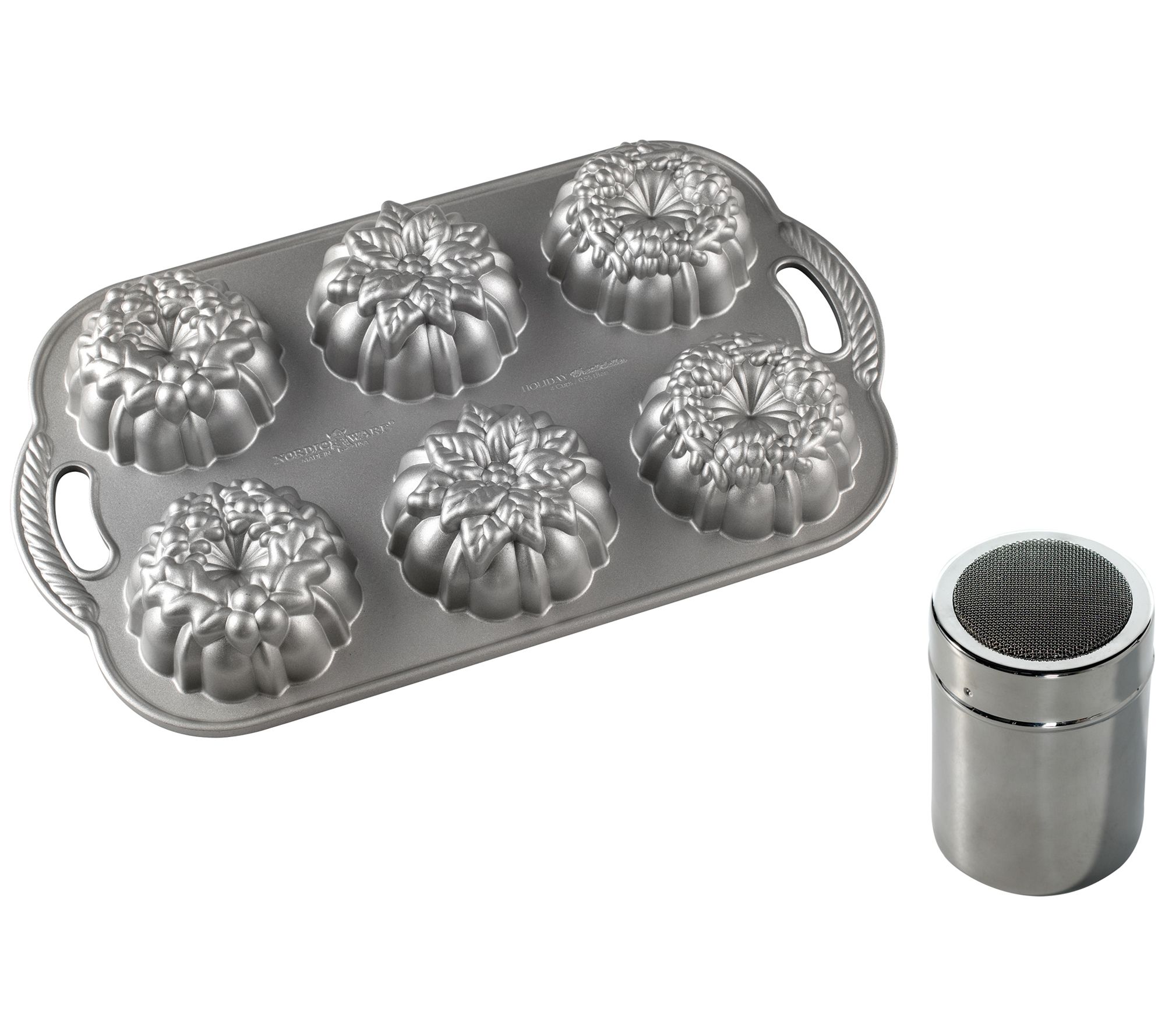 Nordic Ware Wreathlettes Pan & Powdered Sugar Duster Set