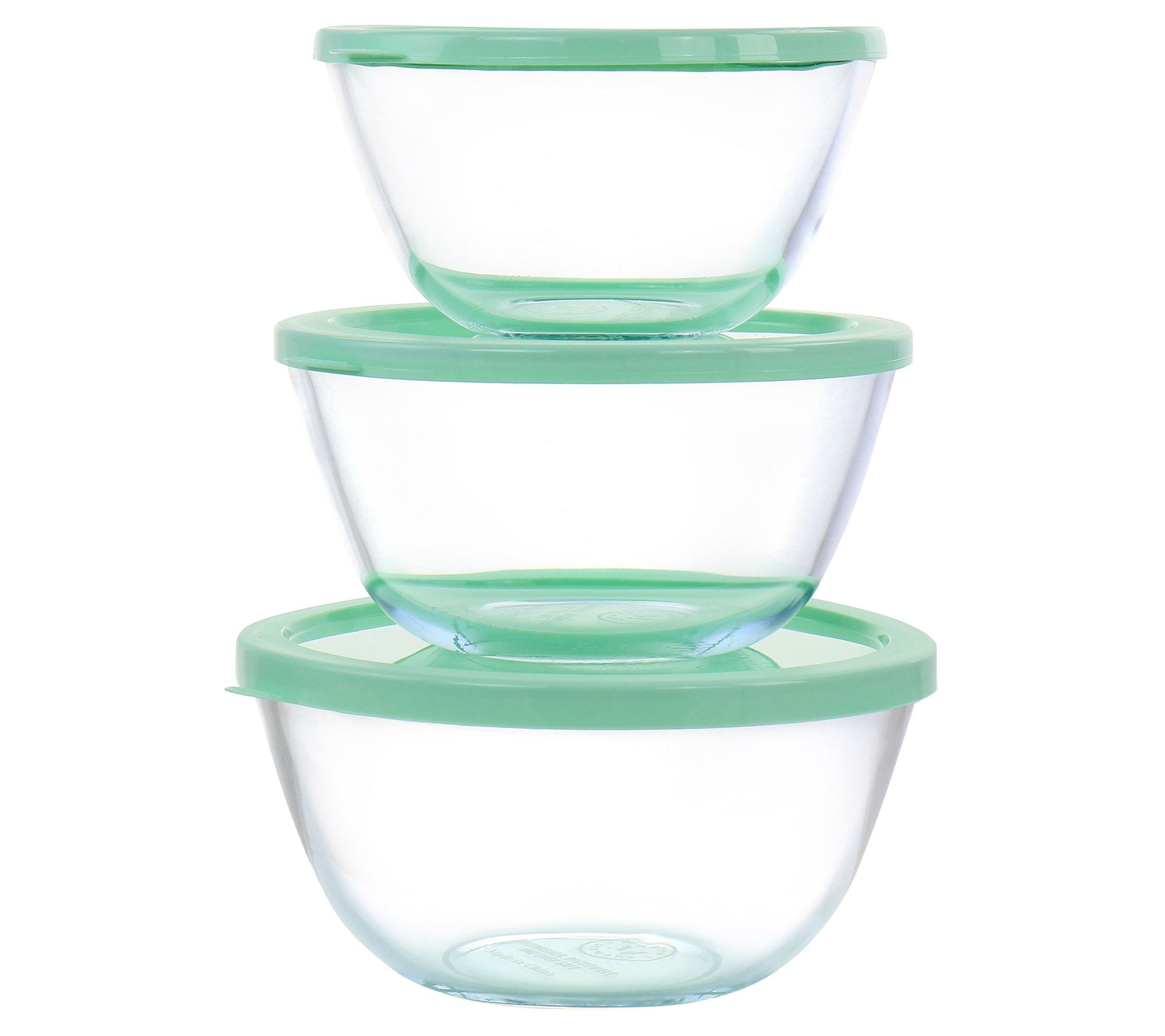 KitchenAid SET 4 Storage Prep Bowls Clear Lids Nesting VTG Green plastic