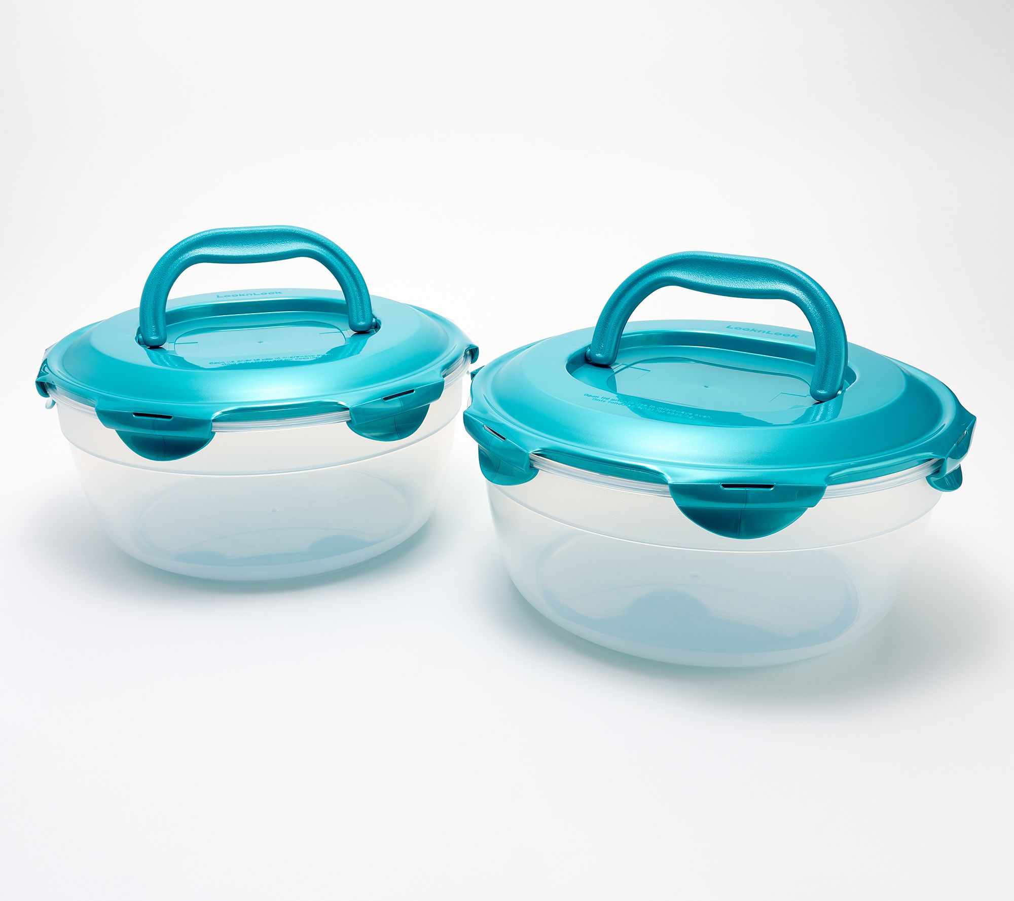 LocknLock Set of (2) 21-Cup Serve & Store Bowls w/ Handle Lids