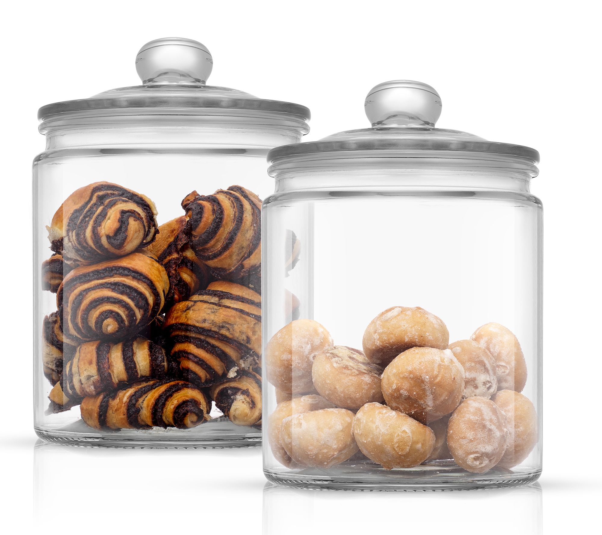 JoyJolt Set of (2) 67-oz Round Glass Cookie Jars with Lids