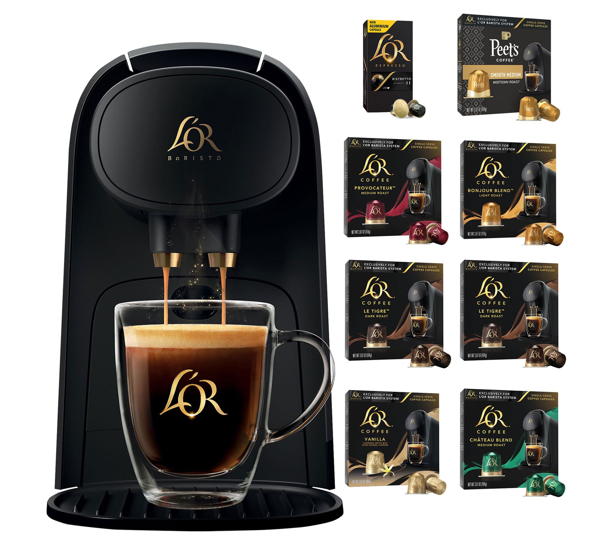 L’OR Barista System Coffee and Espresso Machine with 20 Capsules