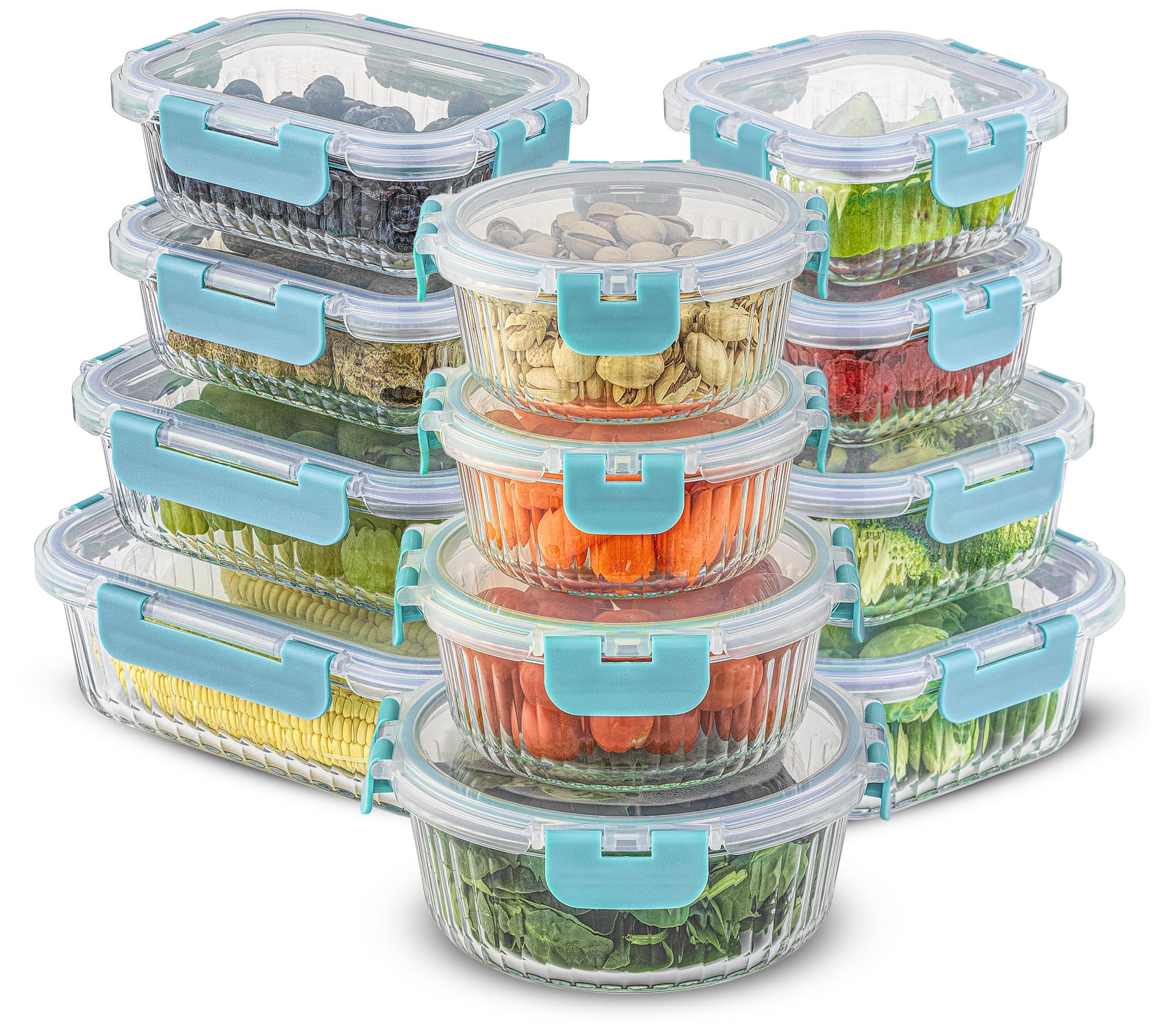 JoyJolt 24-Piece Fluted Food Storage Containeret with Lids