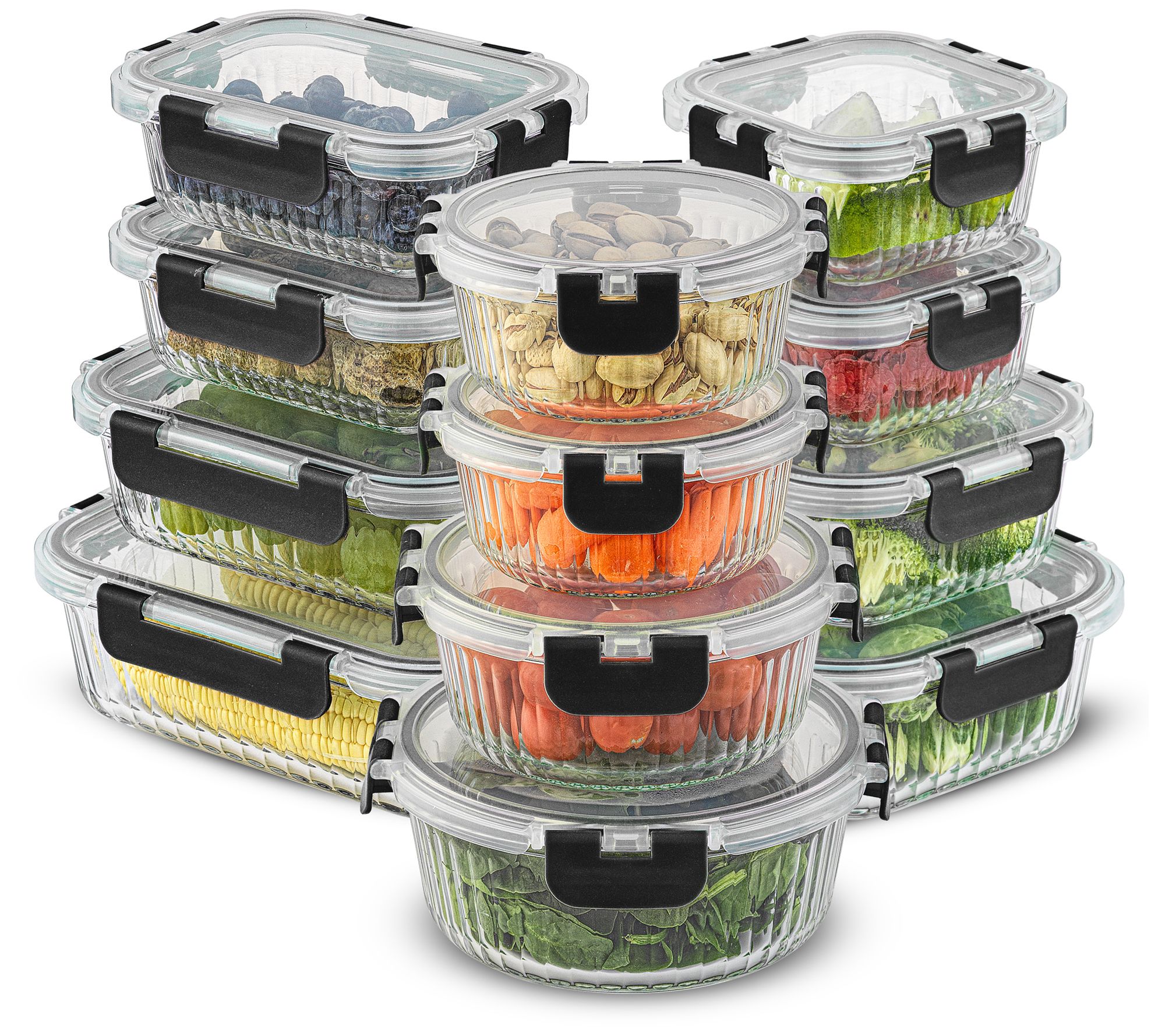 JoyJolt 24-Piece Fluted Food Storage Container Set with Lids