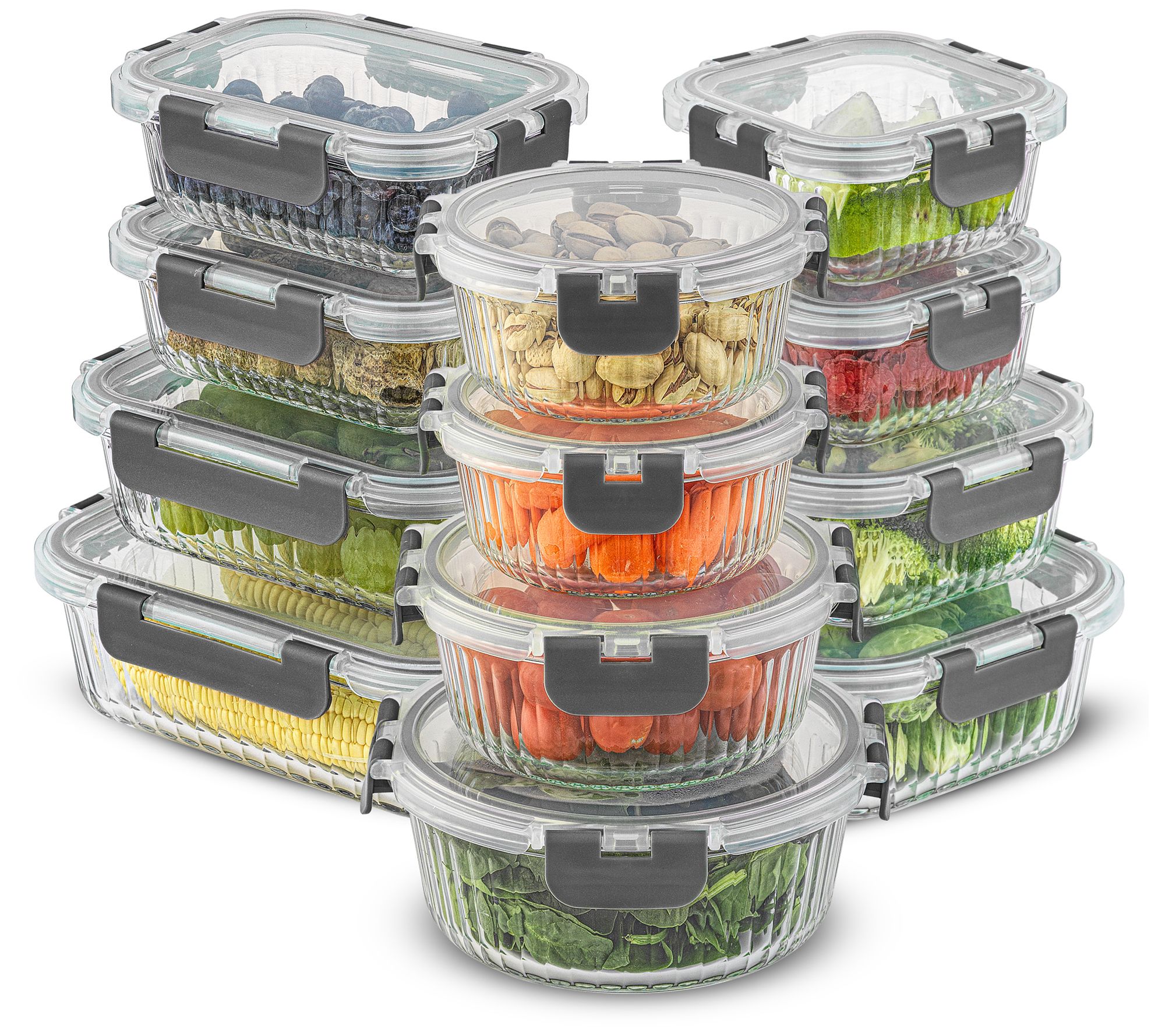 JoyJolt 24-Piece Fluted Food Storage Containeret with Lids