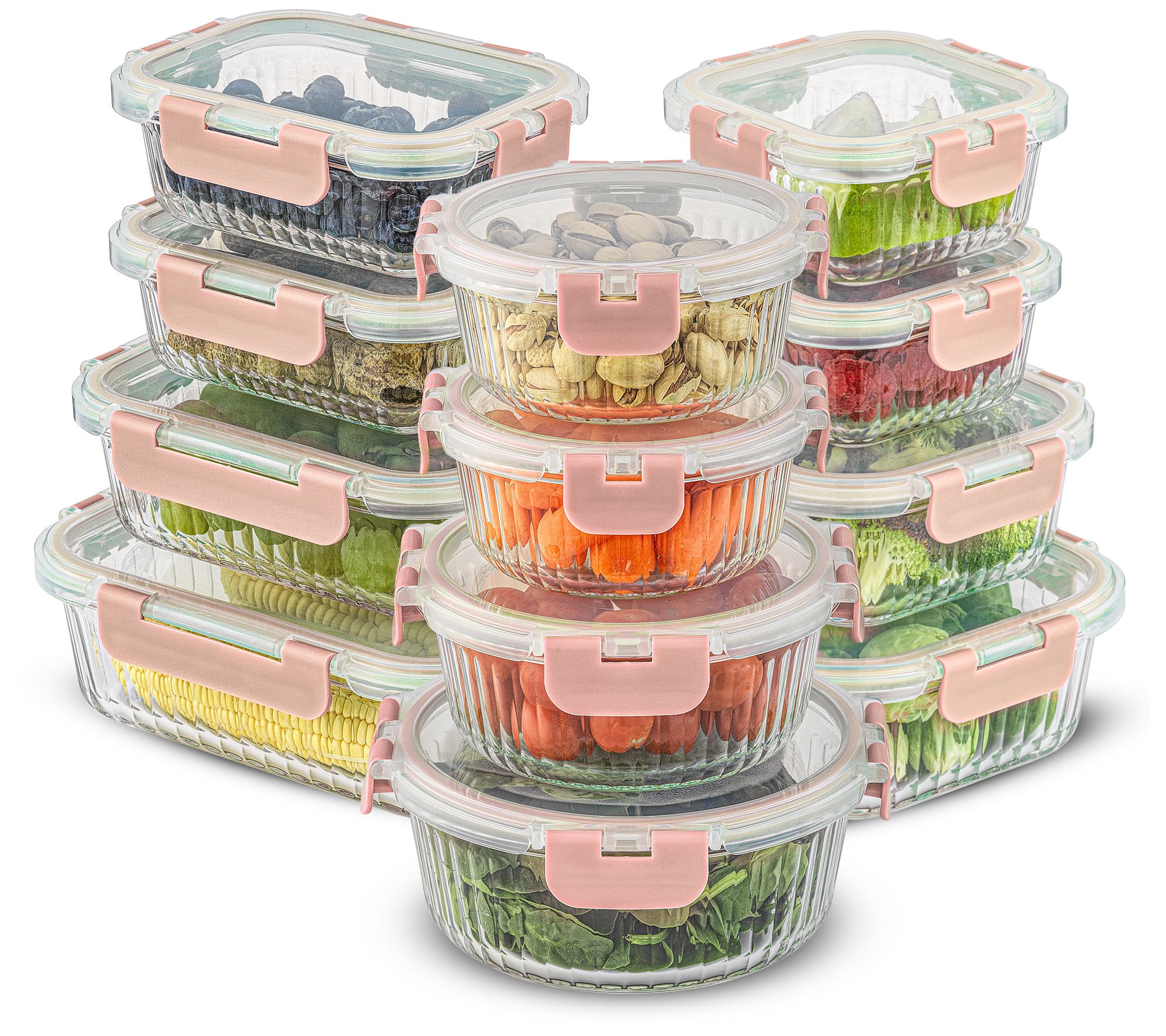 JoyJolt 24-Piece Fluted Food Storage Containeret with Lids