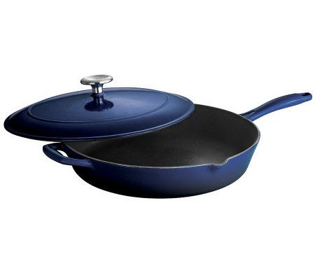 Tramontina Gourmet Enameled Cast-Iron 12 Covered Skillet 