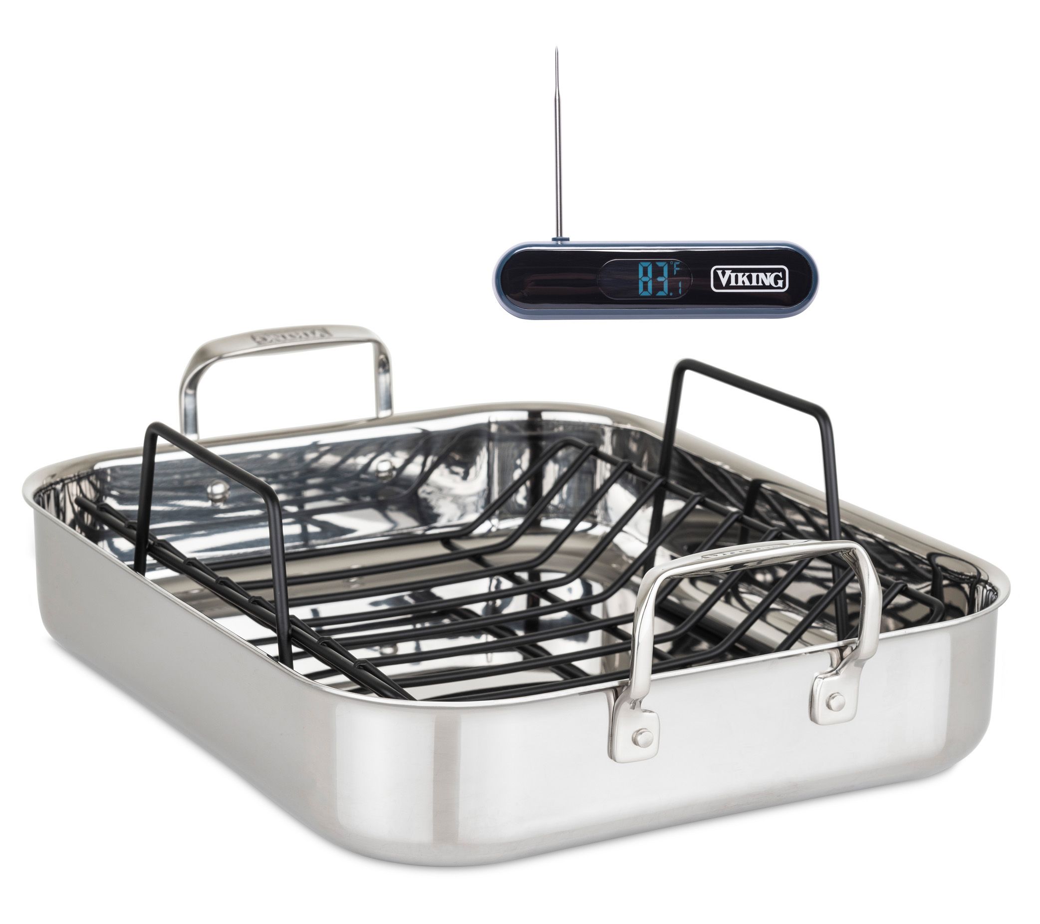 Nutrichef Oval Roasting Pan, Roaster with Polished Rack, Wide Handle and Stainless Steel Lid