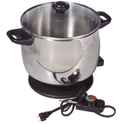 cooksessentials Stainless Steel 8qt Electric Stock Pot with Lid
