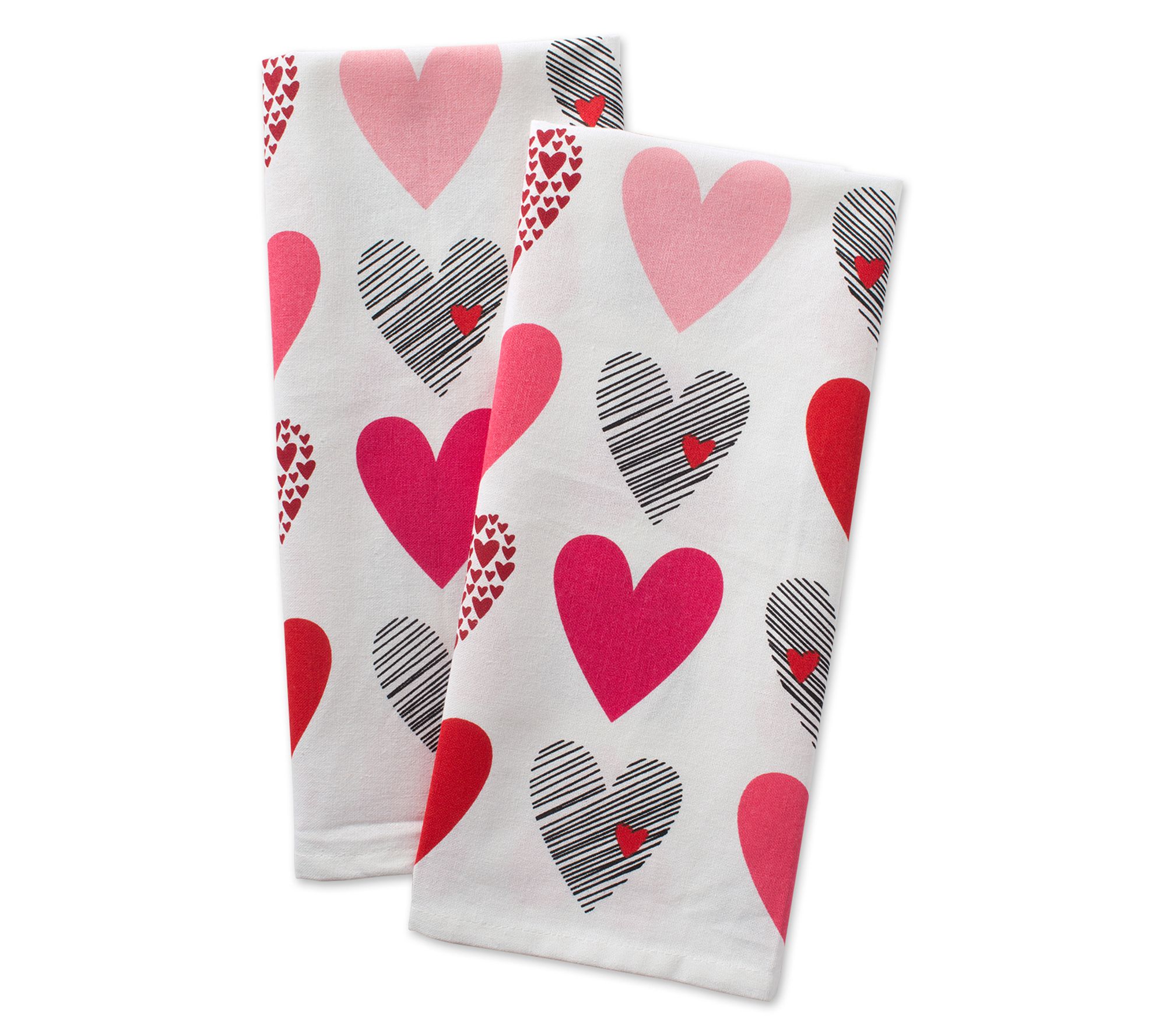 Design Imports Hearts Collage Printed Kitchen Towels Set of 2