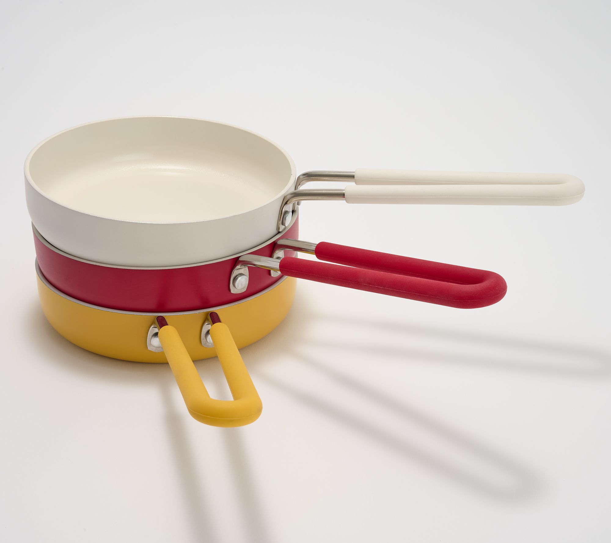 "As Is" Aarti Sequeira Set of (3) 6" Skillets with Silicone Handles